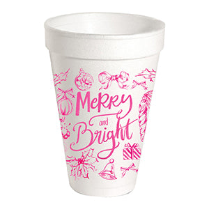 Merry & Bright Toile Styrofoam Cups