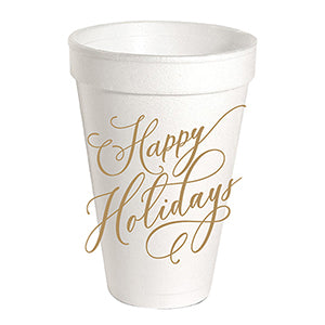 Happy Holidays Styrofoam Cups