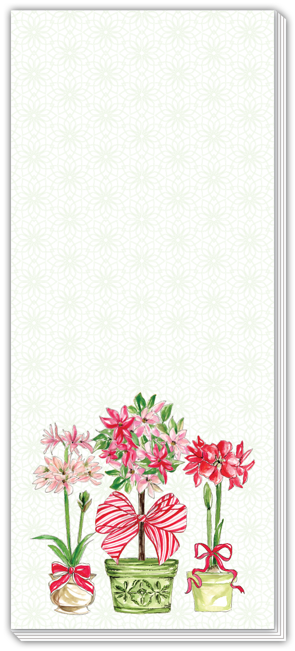 Christmas Poinsettia and Amaryllis Skinny Notepad
