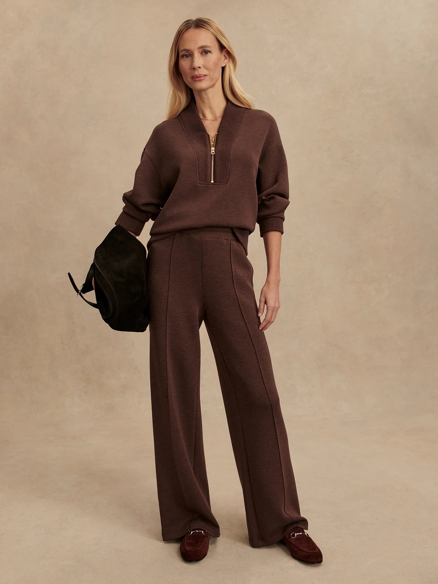 Sally Half Zip Sweat - Coffee Bean Marl | Varley