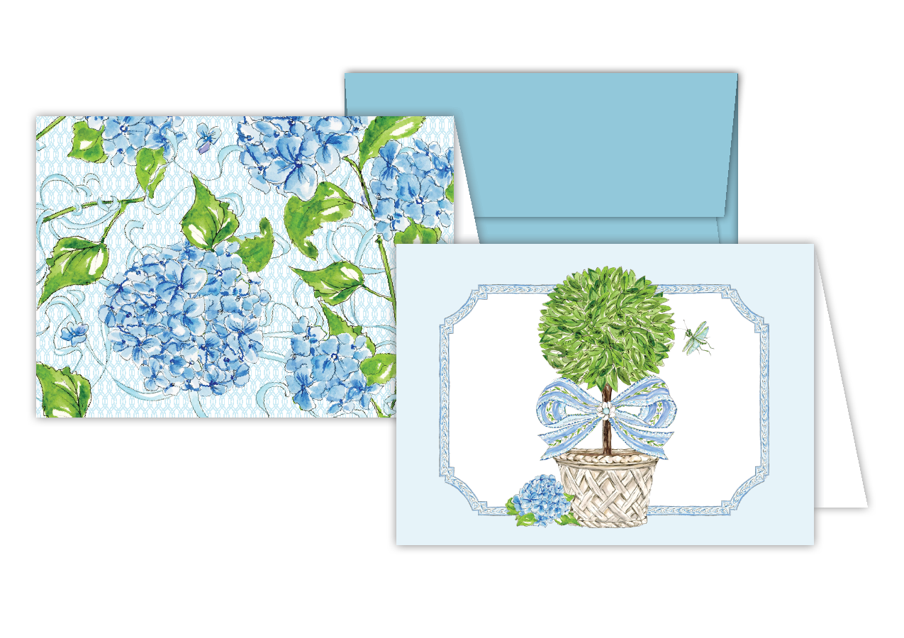 Garden Party Topiary with Blue Bow Petite Note Combo | Rosanne Beck