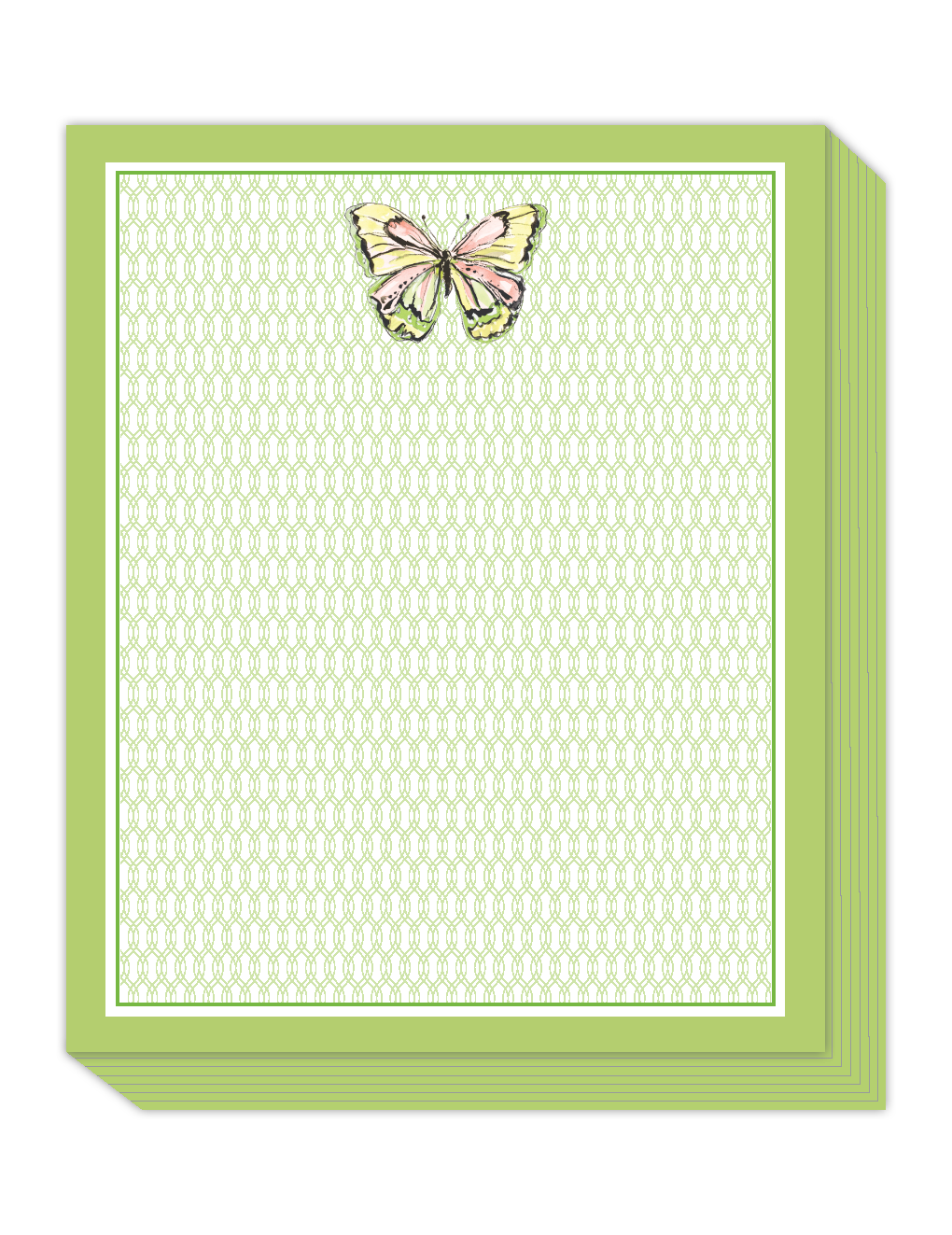 Handpainted Garden Party Green & Coral Butterfly Short Stack | Rosanne Beck
