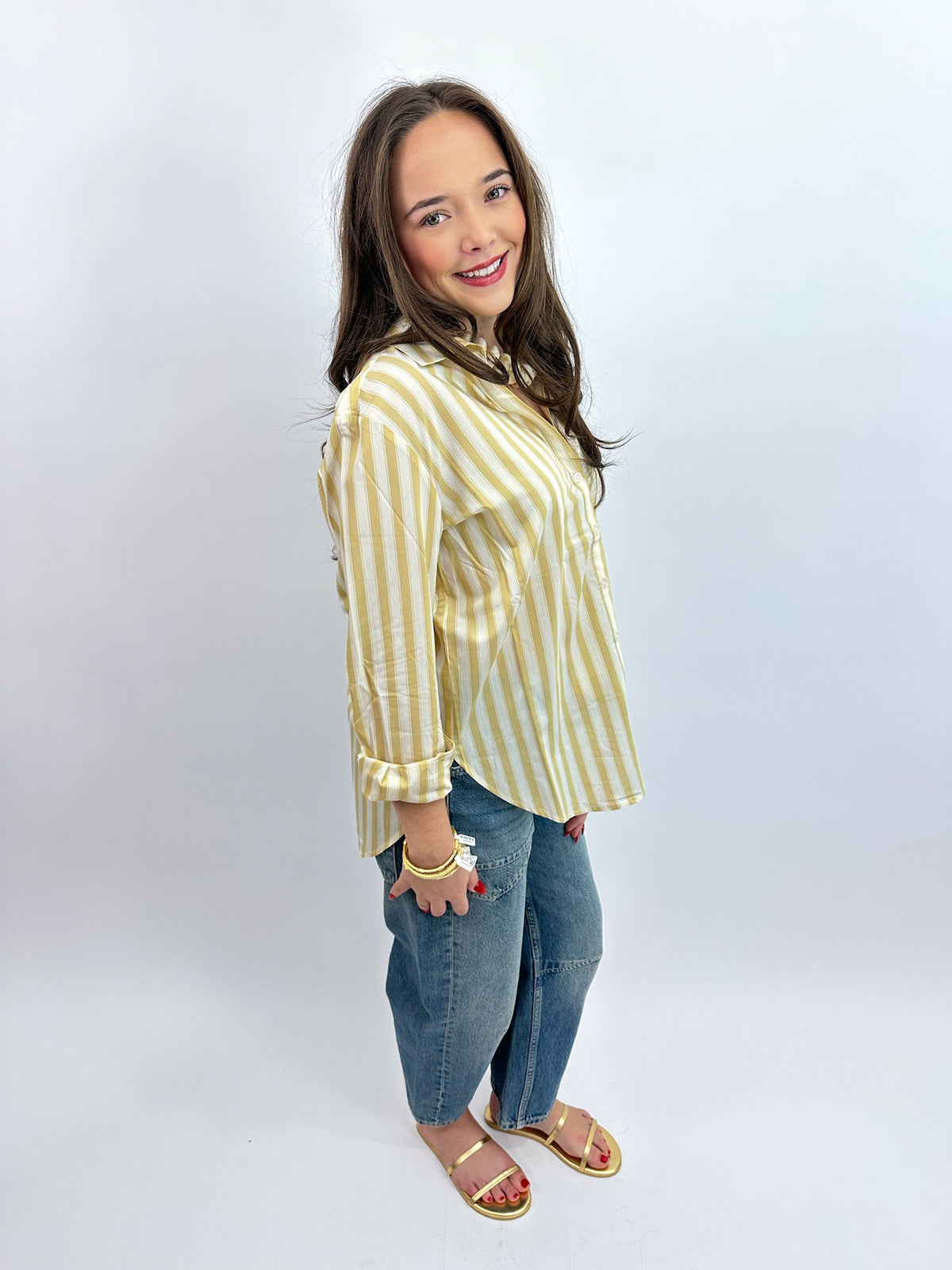 Golden Haven Stripe Button Up - Golden Sage | Z Supply