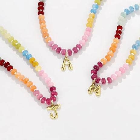 Beaded Bubble Initial Necklace