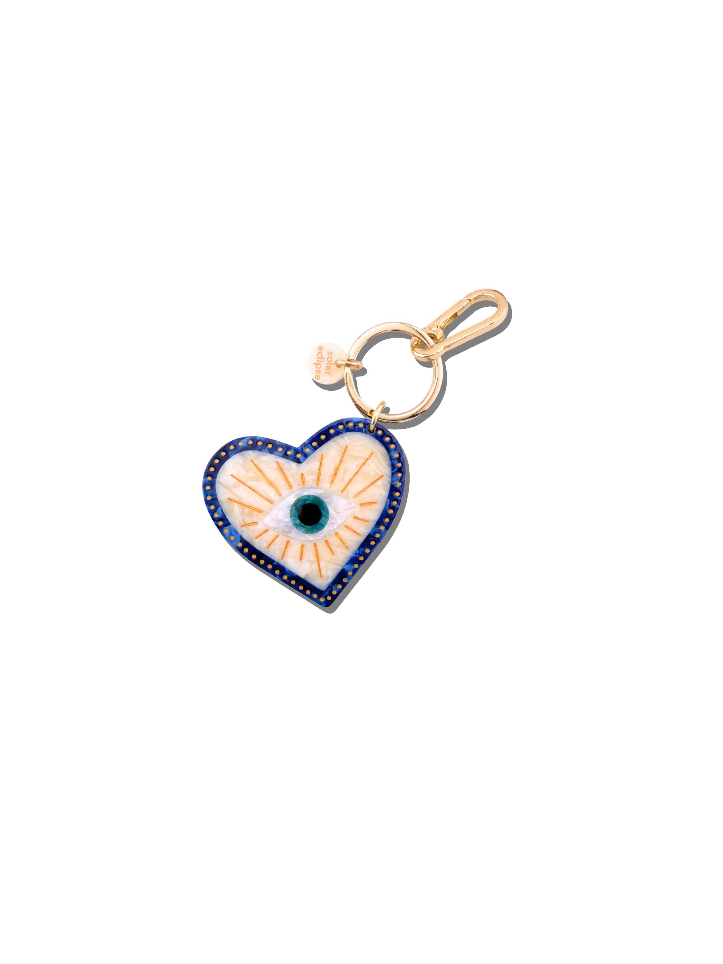 Hand-painted Coastal Lucky Eye Bag Charm + Keychain | Solar Eclipse