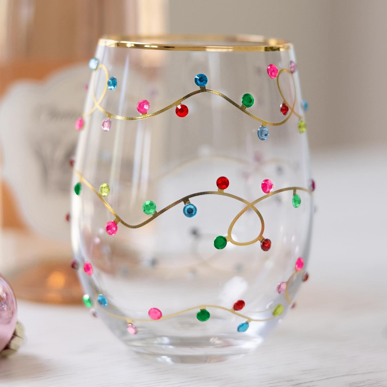 Rhinestone Lights Stemless Wine Glass