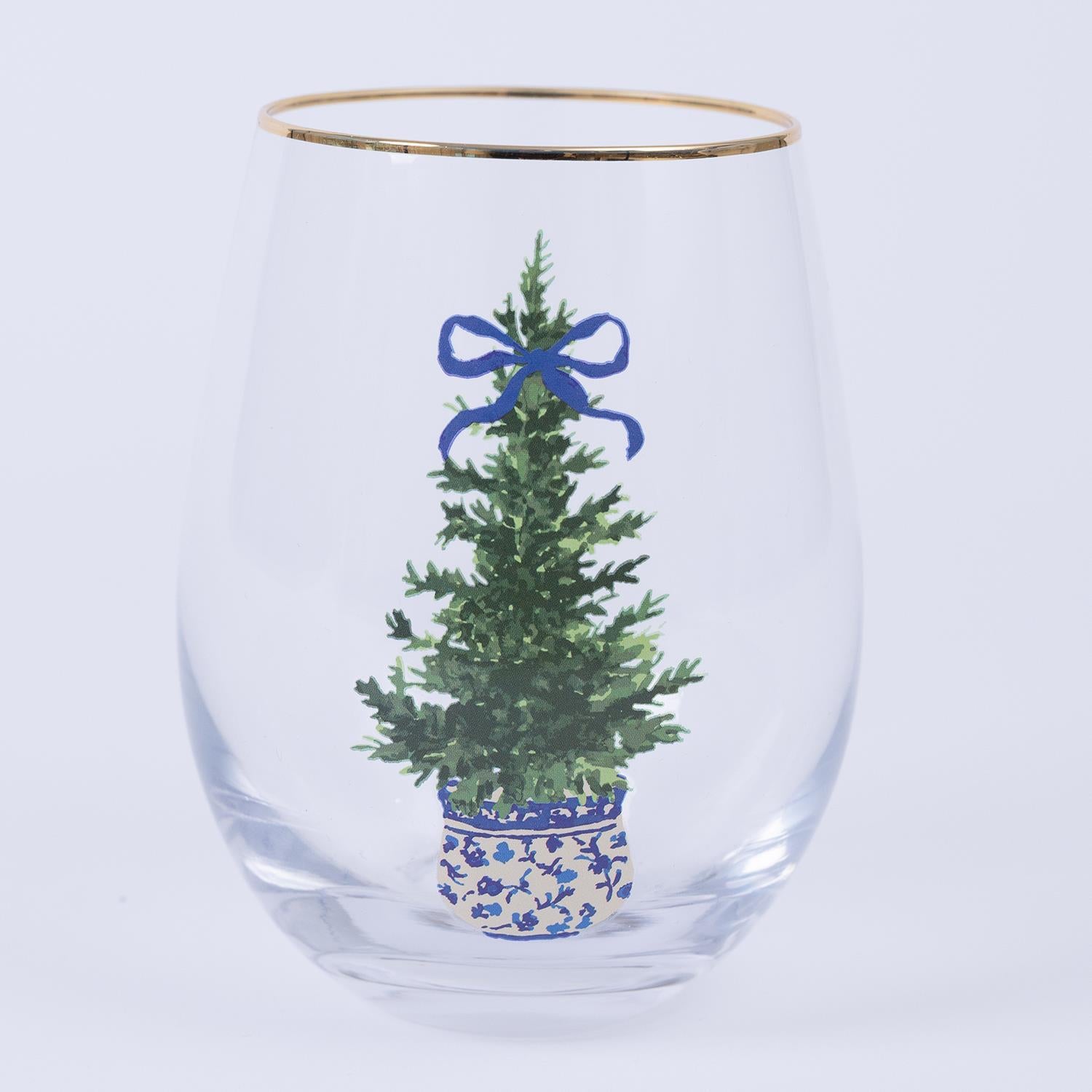 Fancy & Festive Stemless Wine Glass