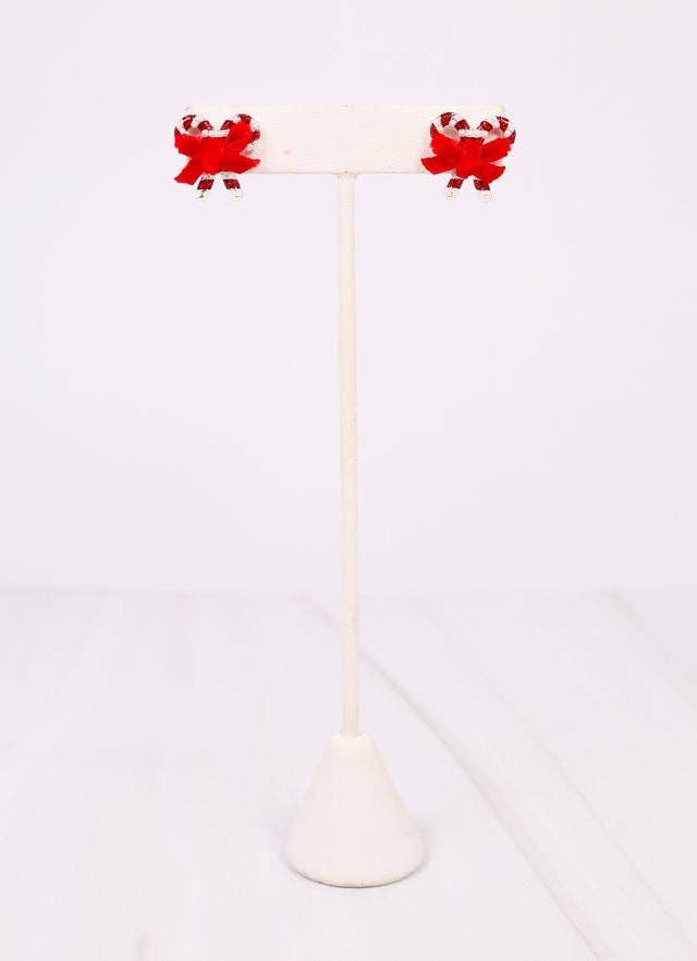 Candy Cane Bow Earring