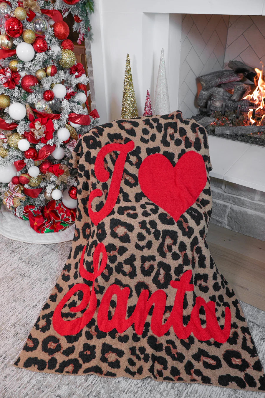 I Love Santa Leopard Blanket