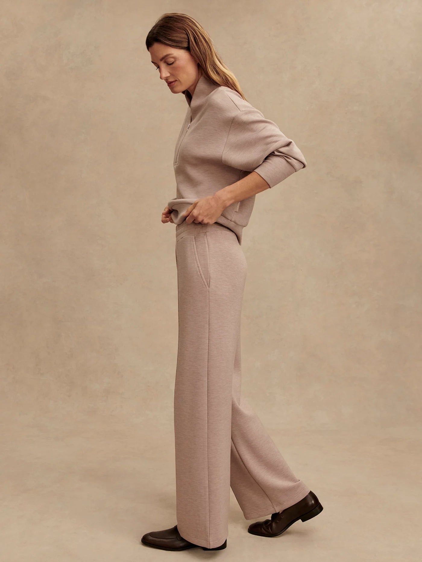 The Wide Leg Pant (30") - Taupe Marl | Varley