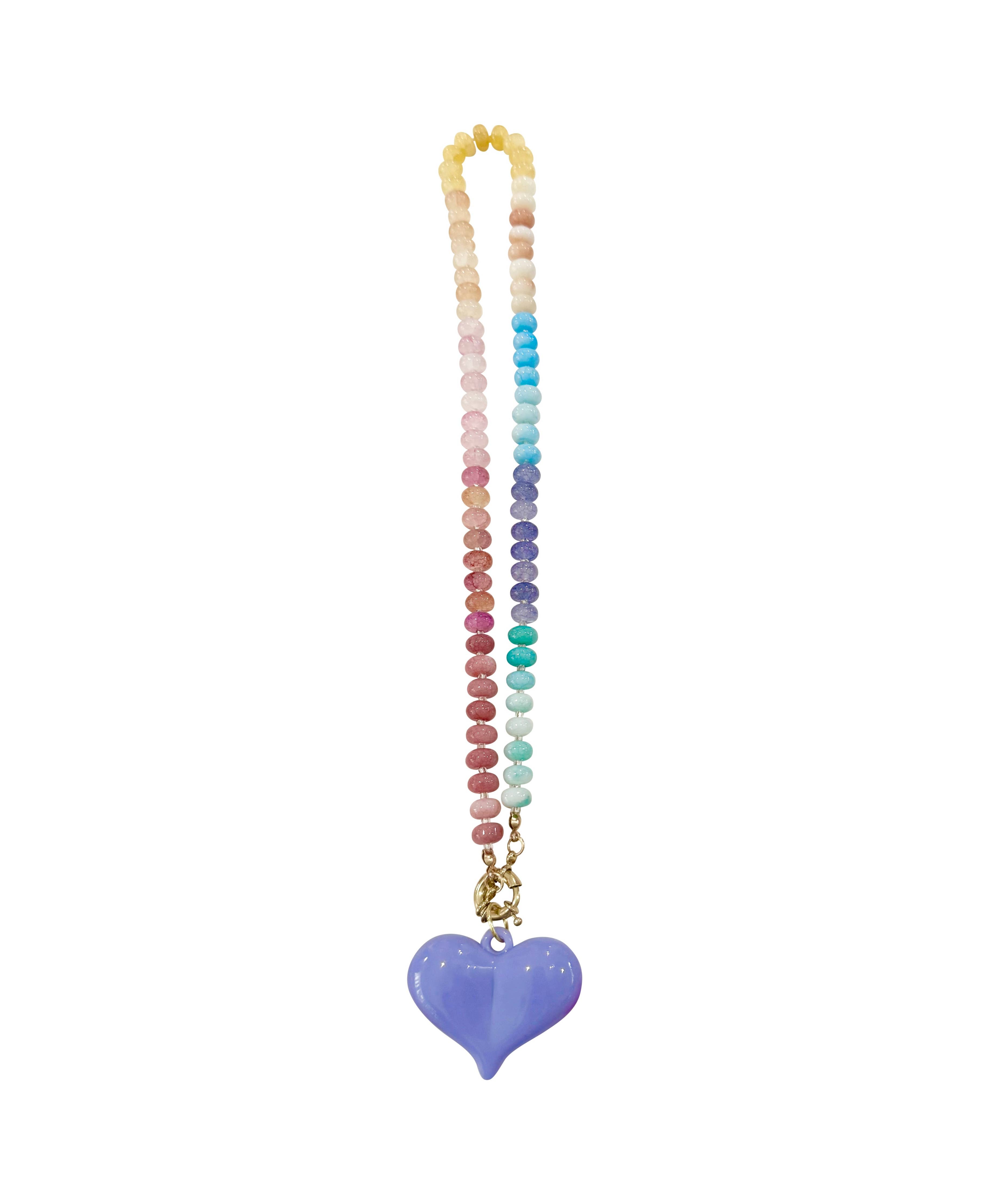Paisley Multi Beaded Necklace with Purple Heart Charm