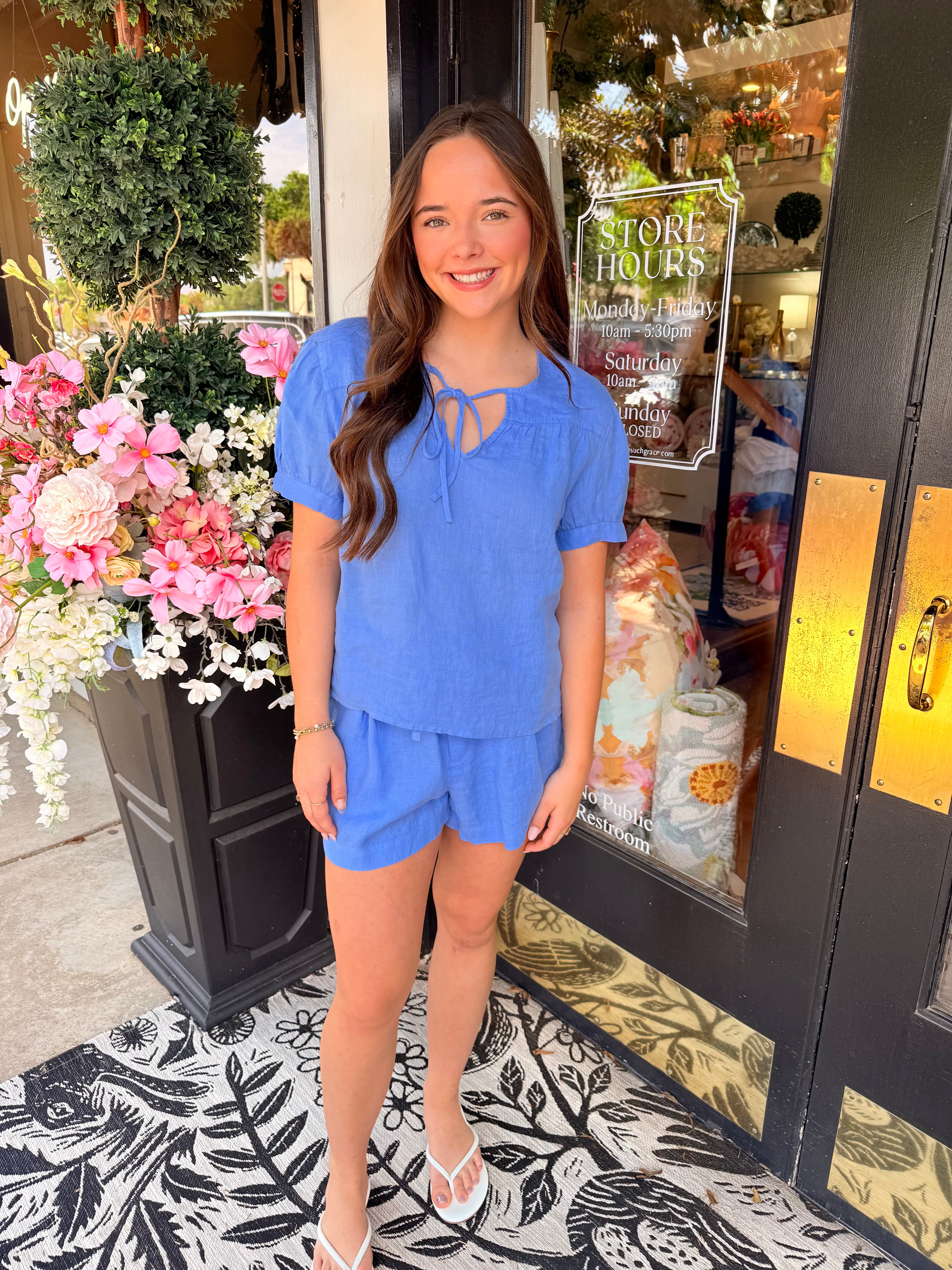 Short Sleeve Flowy Pullover Top - Ocean Blue | Bella Dahl