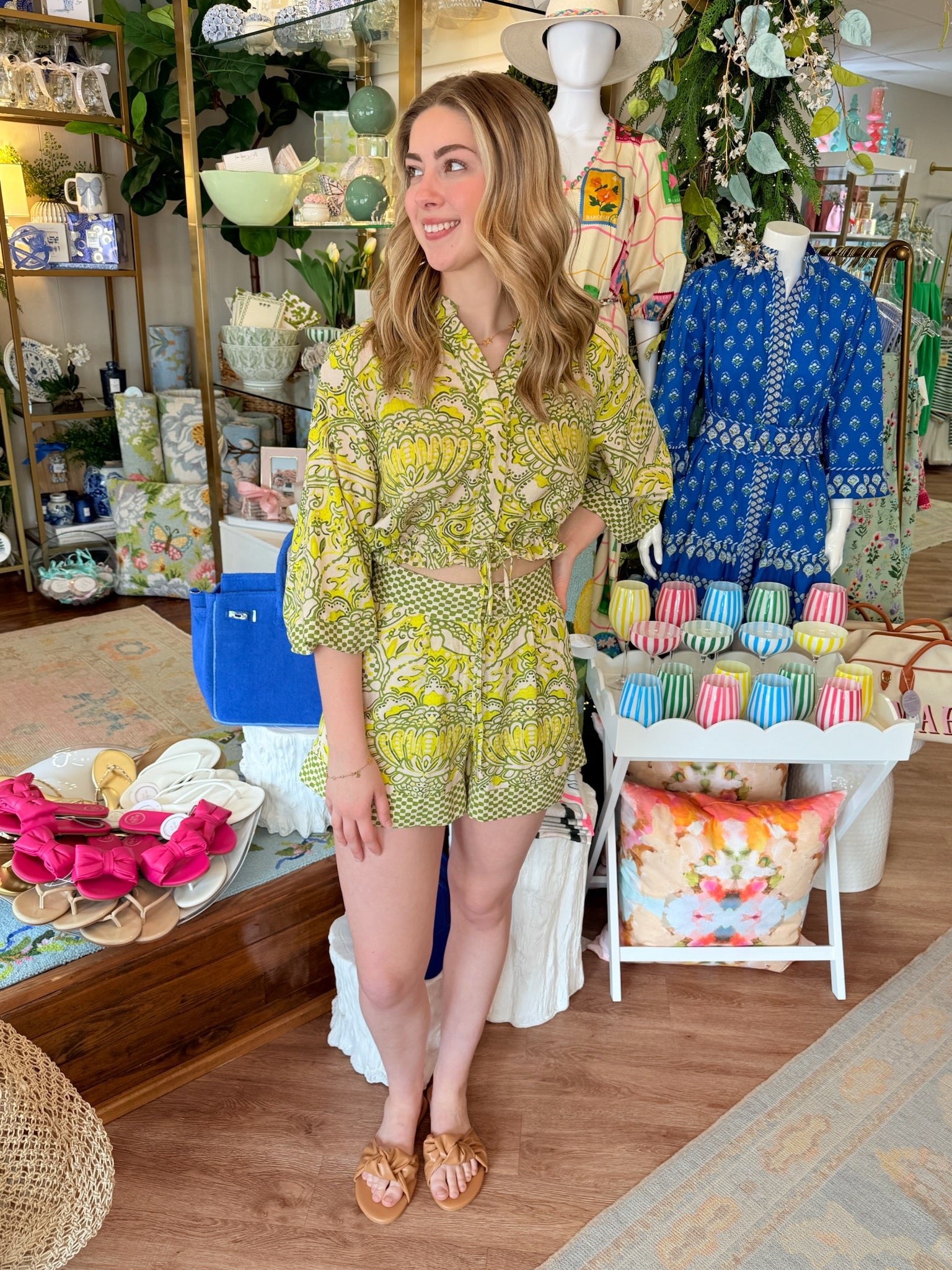 Babe Shorts in Damask Limeade | Elizabeth James The Label