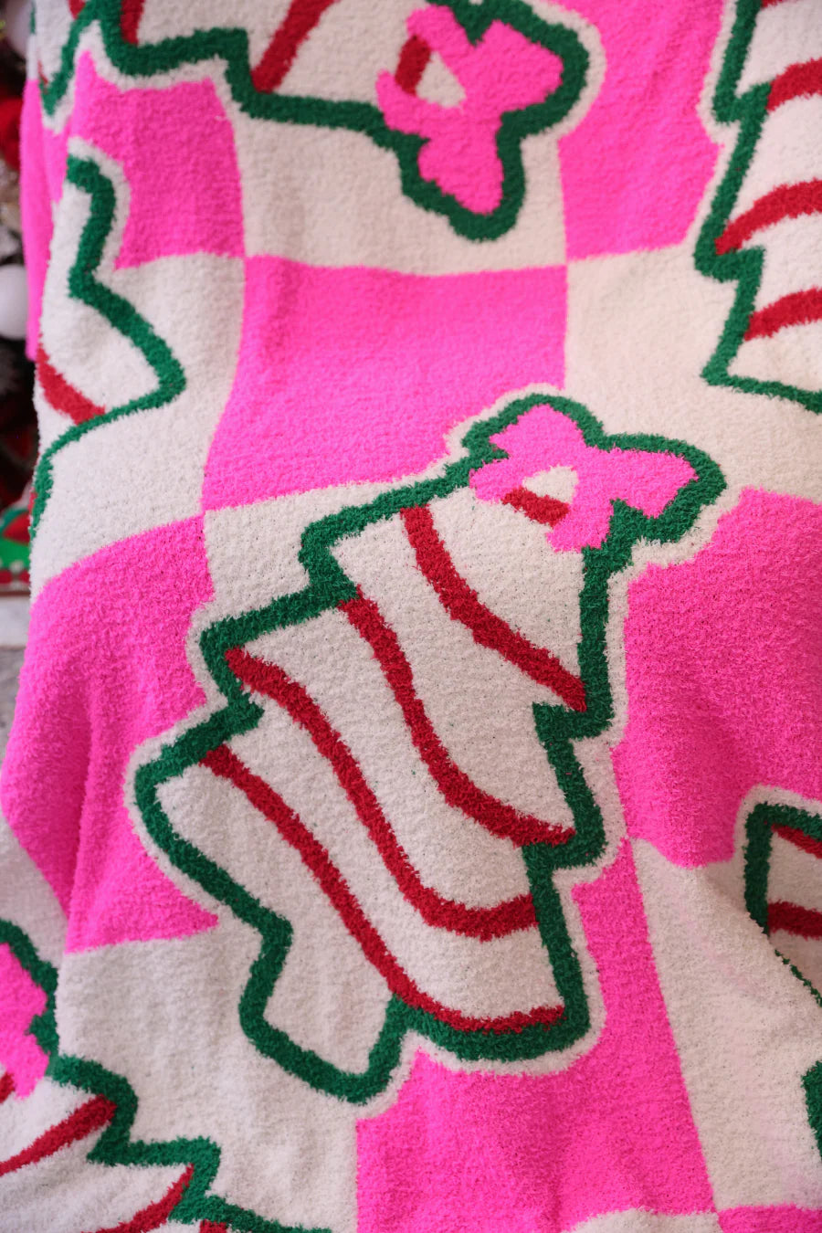 Checkered Bow Christmas Treat Blanket