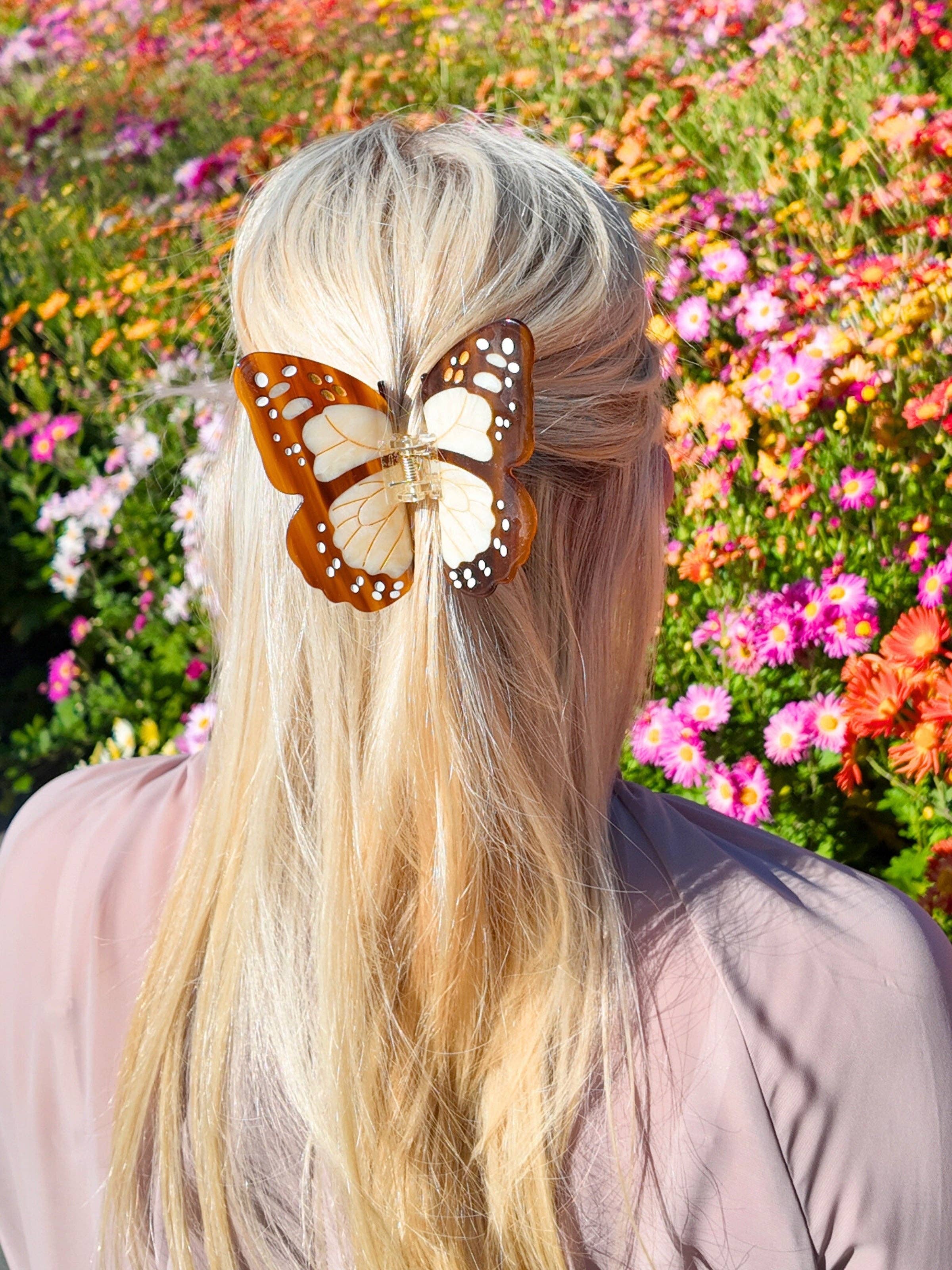 Hand-painted Boho Monarch Claw Hair Clip | Solar Eclipse