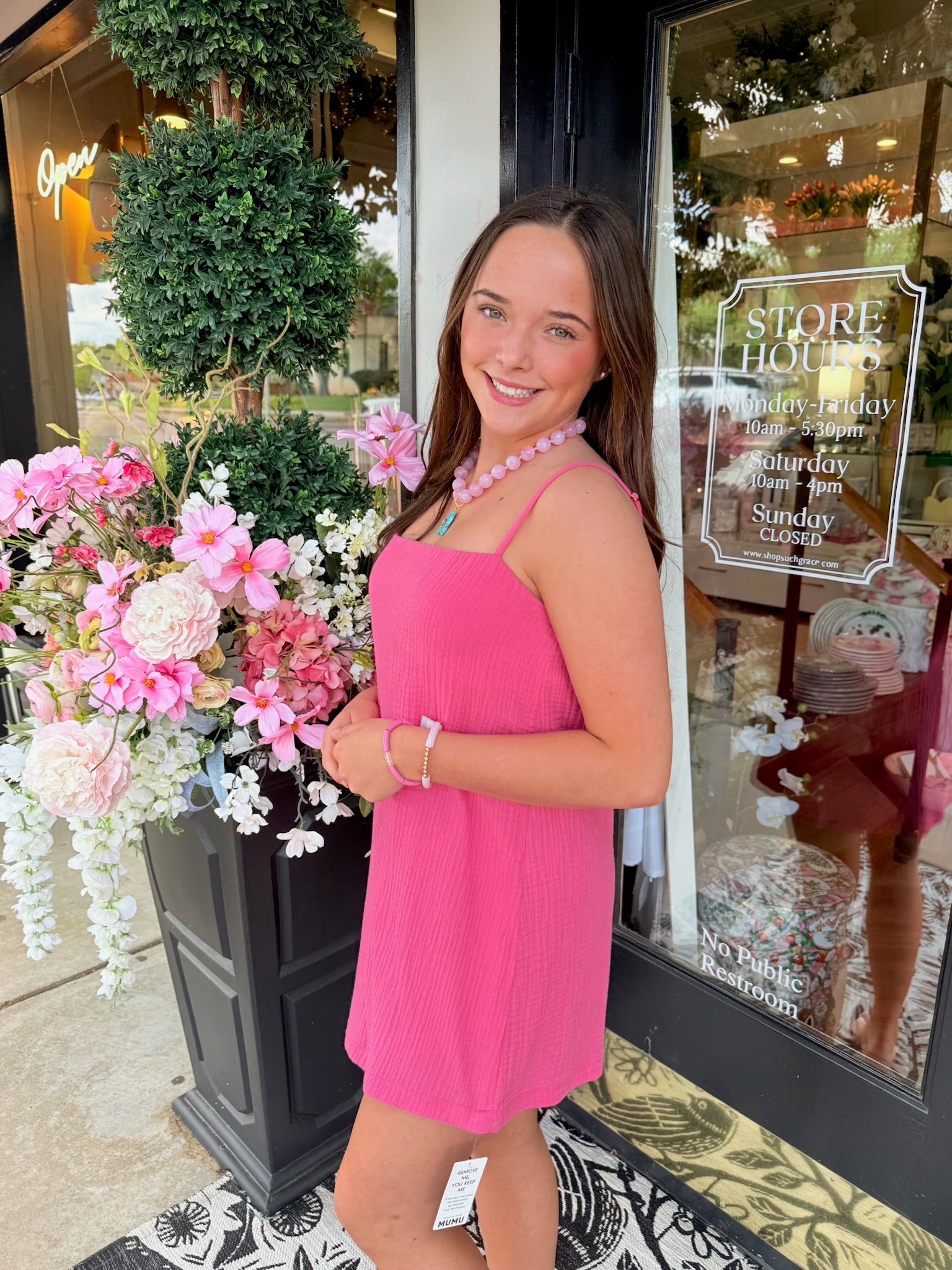 Fallon Mini Dress - Strawberry Pink Gauze | MUMU