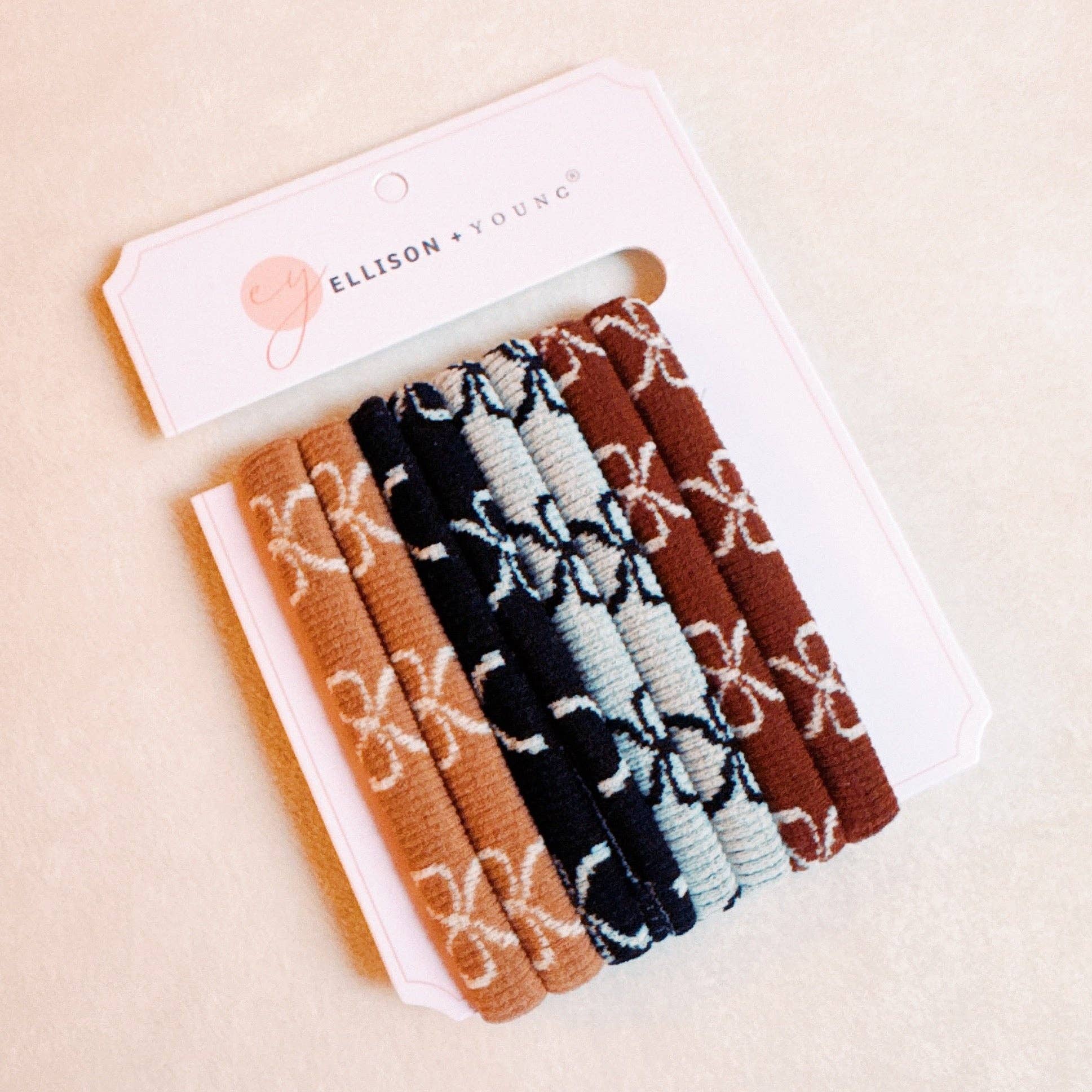 Bow Patterned Hair Ties (Set of 8)
