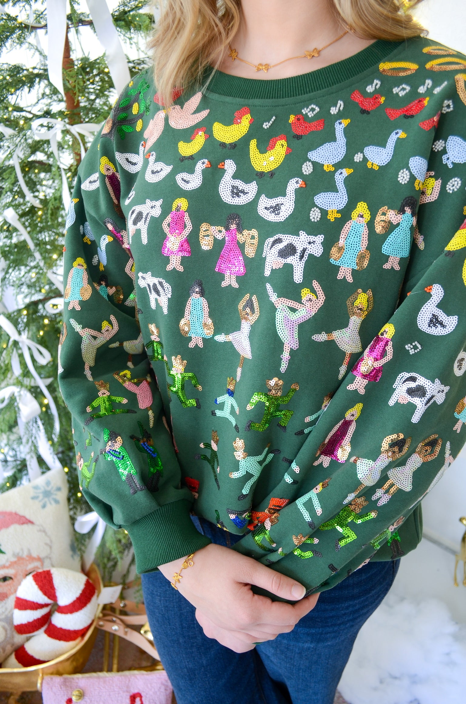 Dark Green 12 Days of Christmas Sweatshirt | Queen of Sparkles