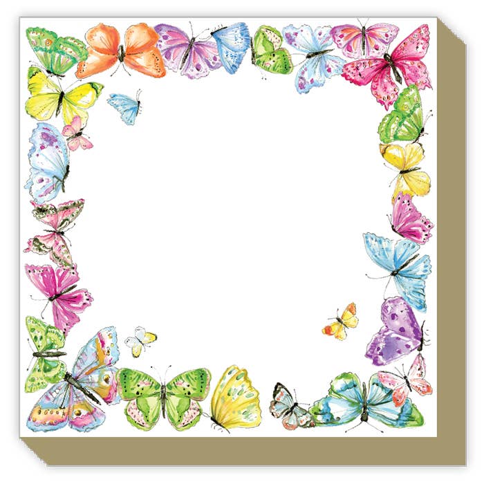 Handpainted Colorful Butterfly Border - Luxe Notepad