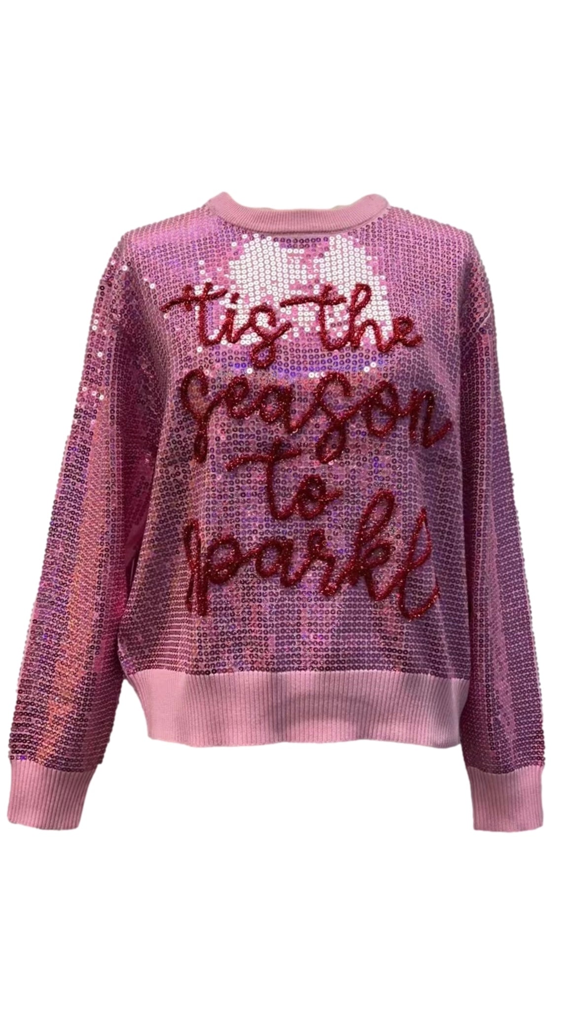 Pink Sequin 'Tis the Season To Sparkle' Sweater | Queen Of Sparkles
