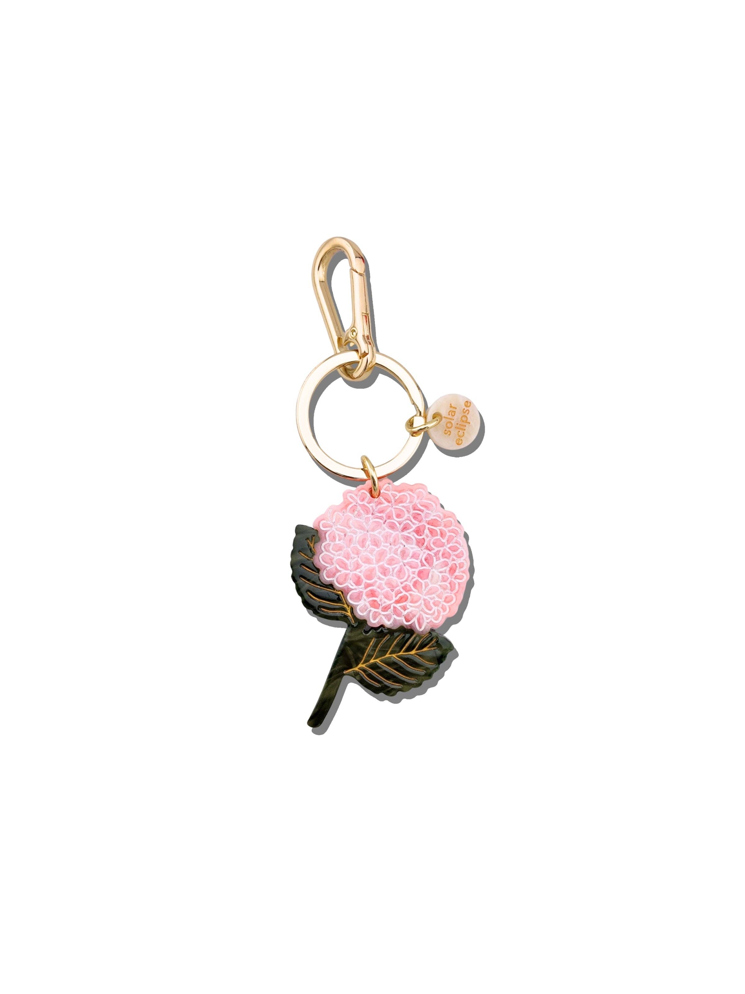Hand-painted Hydrangea Bag Charm + Keychain | Solar Eclipse