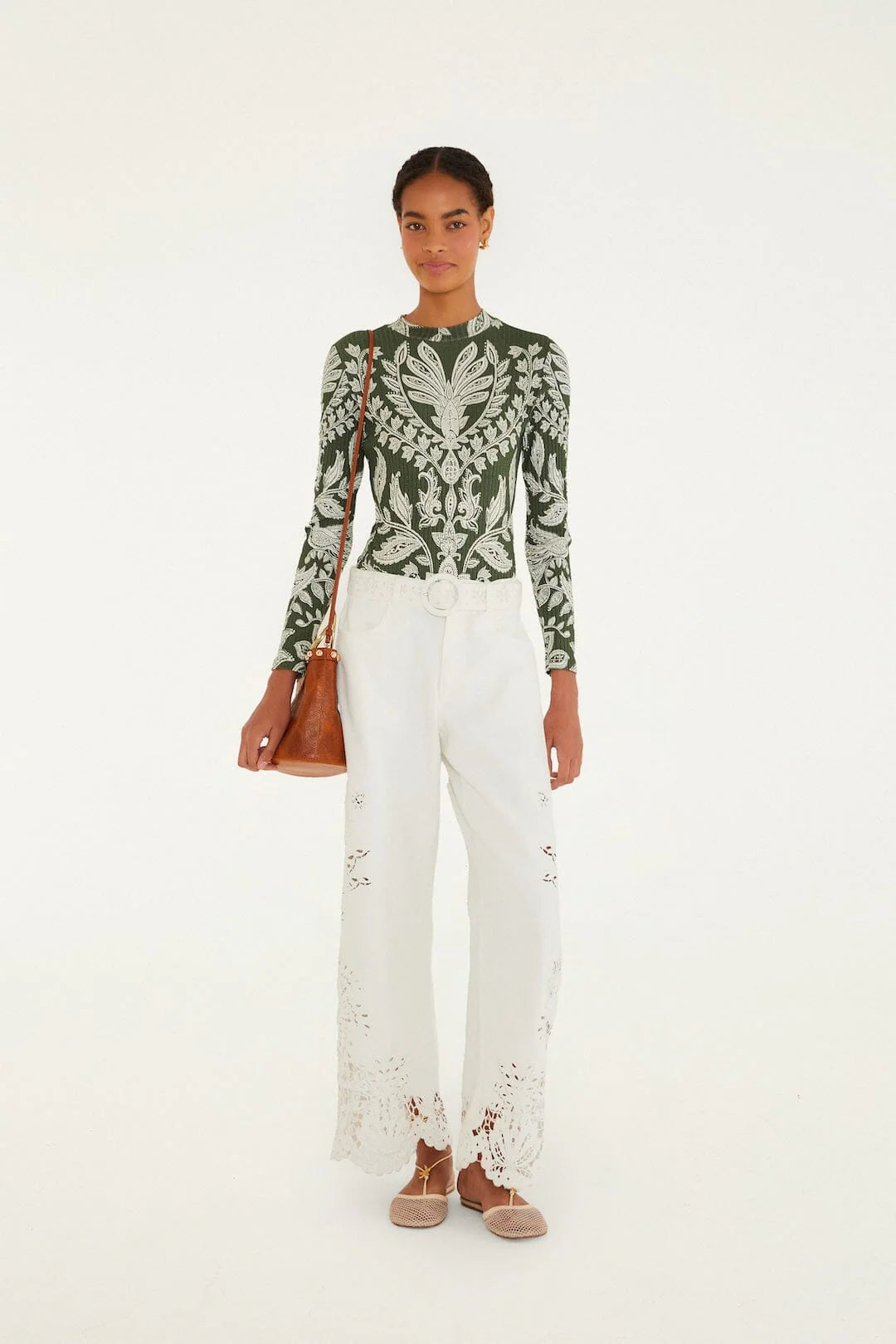 Dark Green Miranda Long Sleeve Bodysuit | Farm Rio