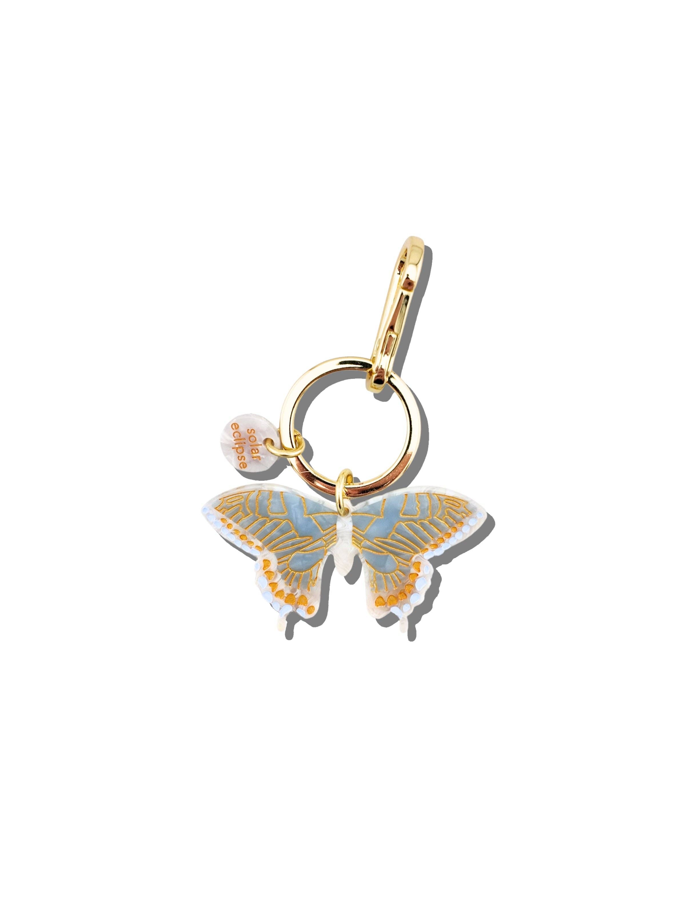 Hand-painted Swallowtail Bag Charm + Keychain | Solar Eclipse