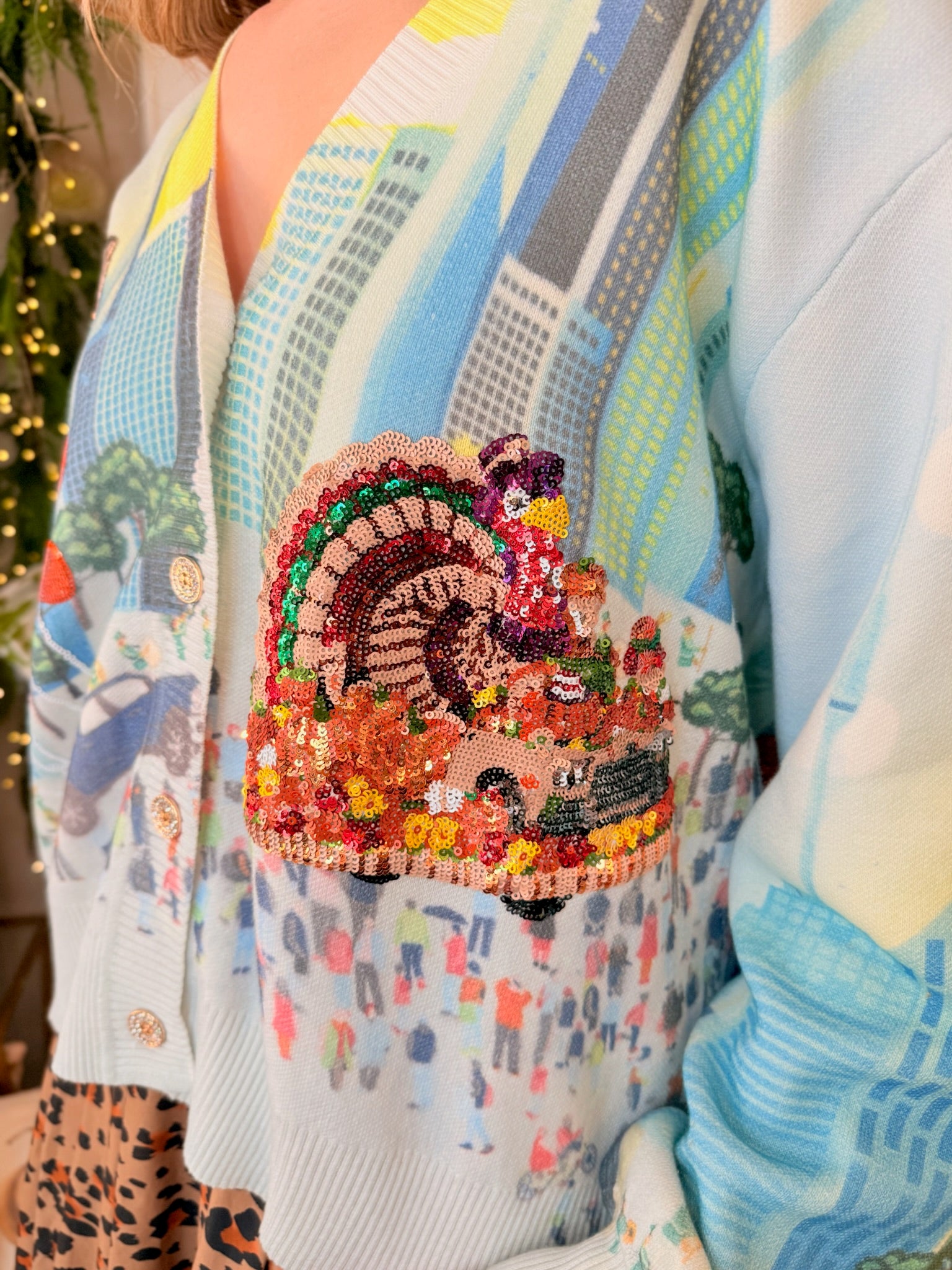 Multi Thanksgiving Parade Button Up Cardigan | Queen of Sparkles