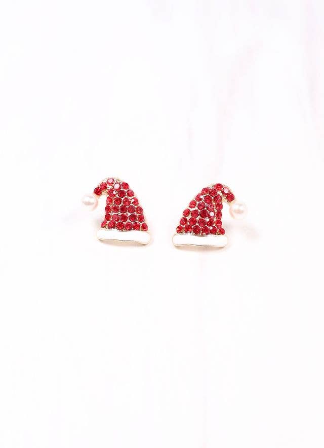 Sparkly CZ Santa Hat Earring