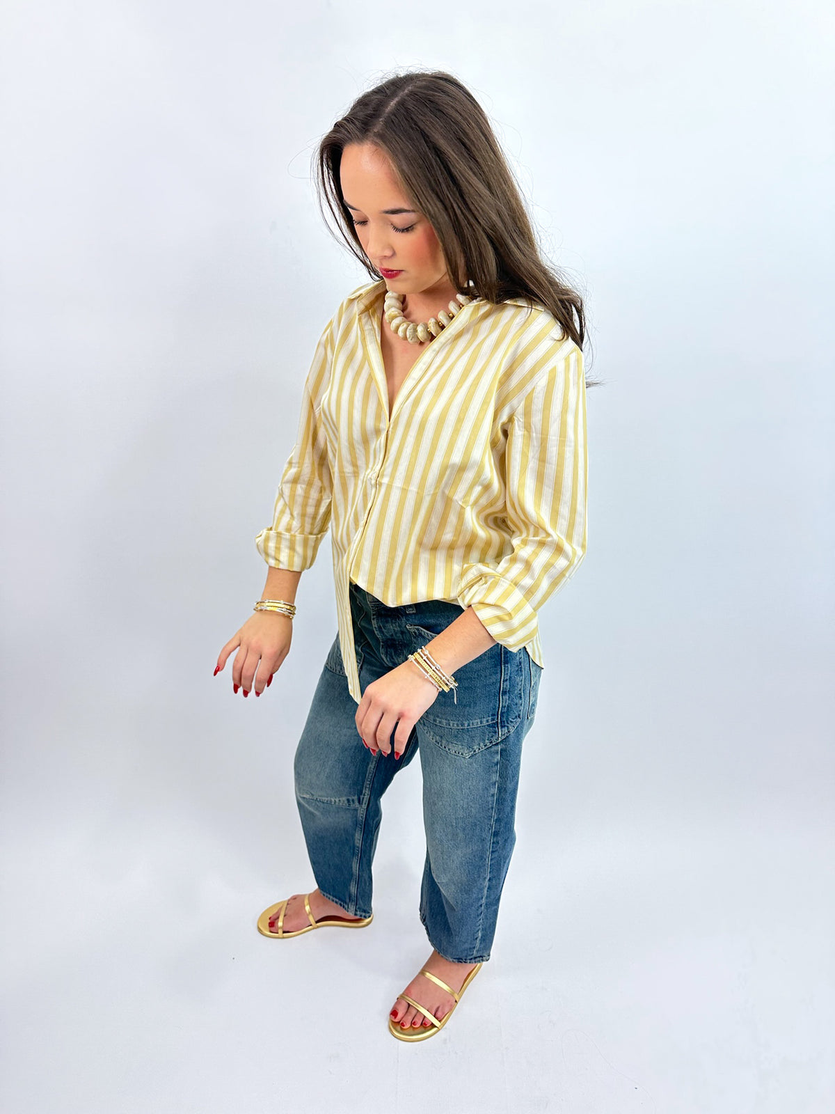 Golden Haven Stripe Button Up - Golden Sage | Z Supply