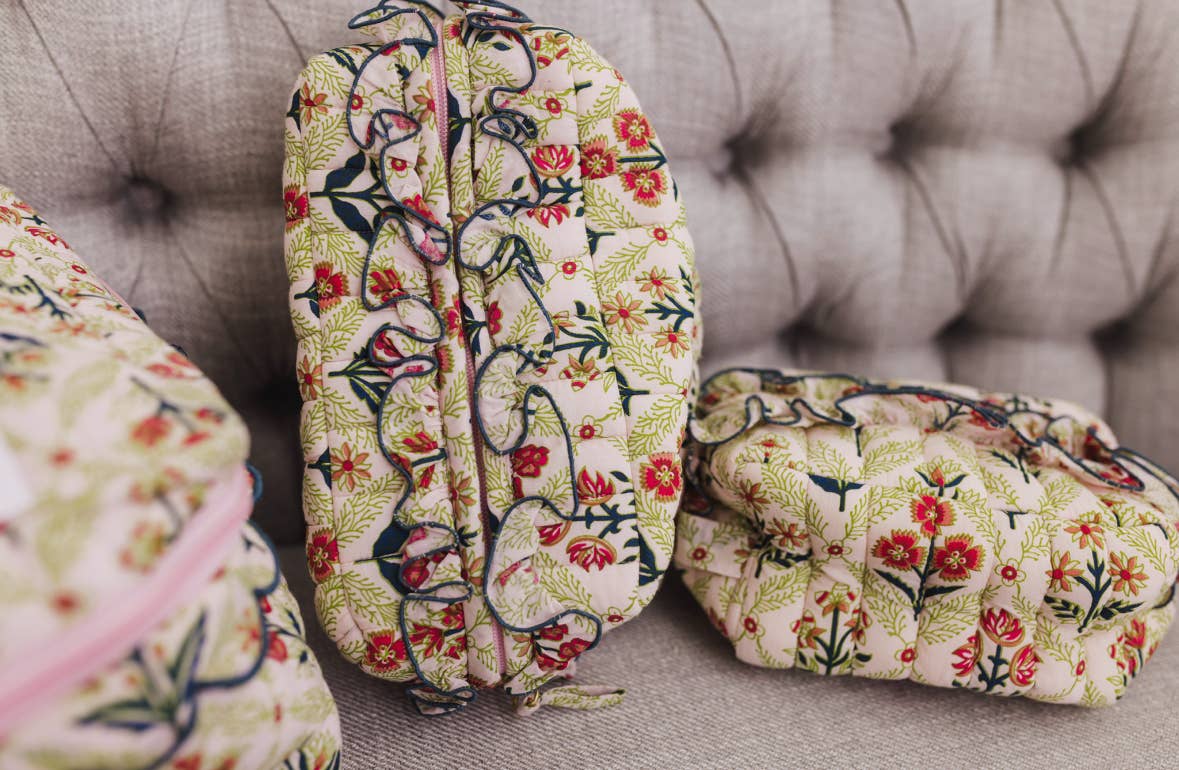 Meadow Luxe | Quilted Ruffle Cosmetic Bags