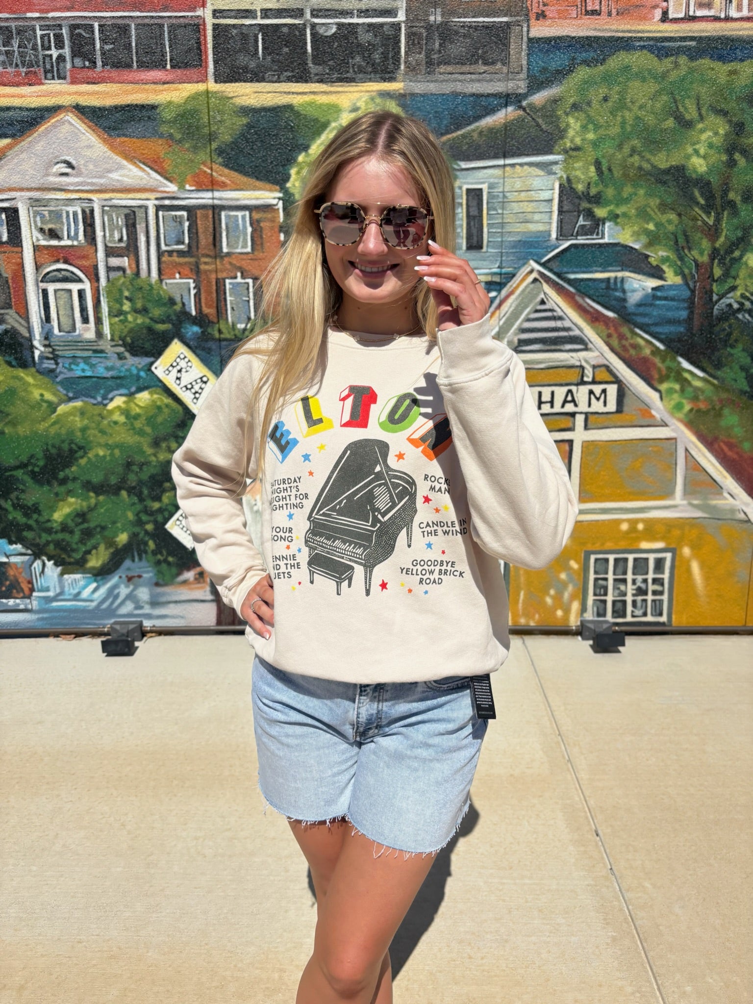 Elton John Rainbow Piano Vintage Raglan Sweatshirt | DAYDREAMER