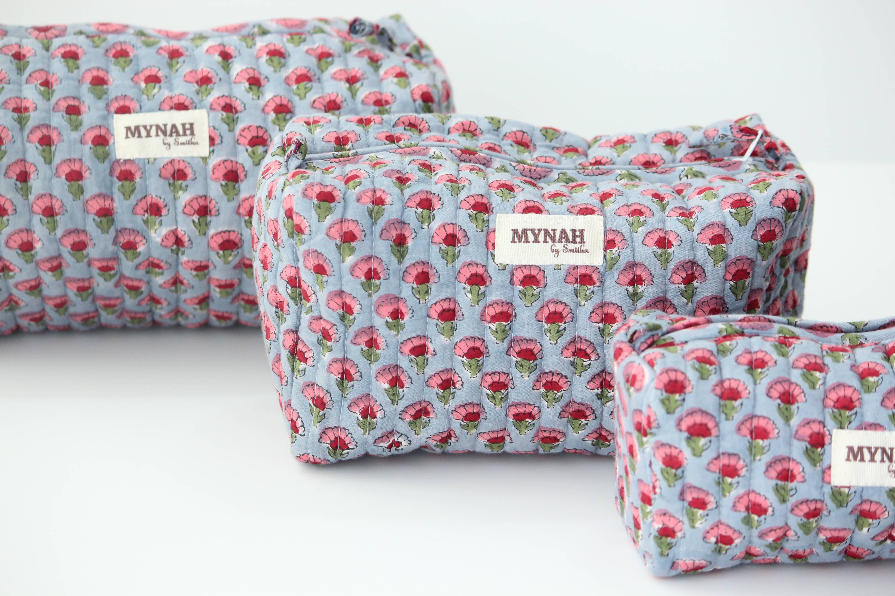 Berry Floral Print Makeup Bag