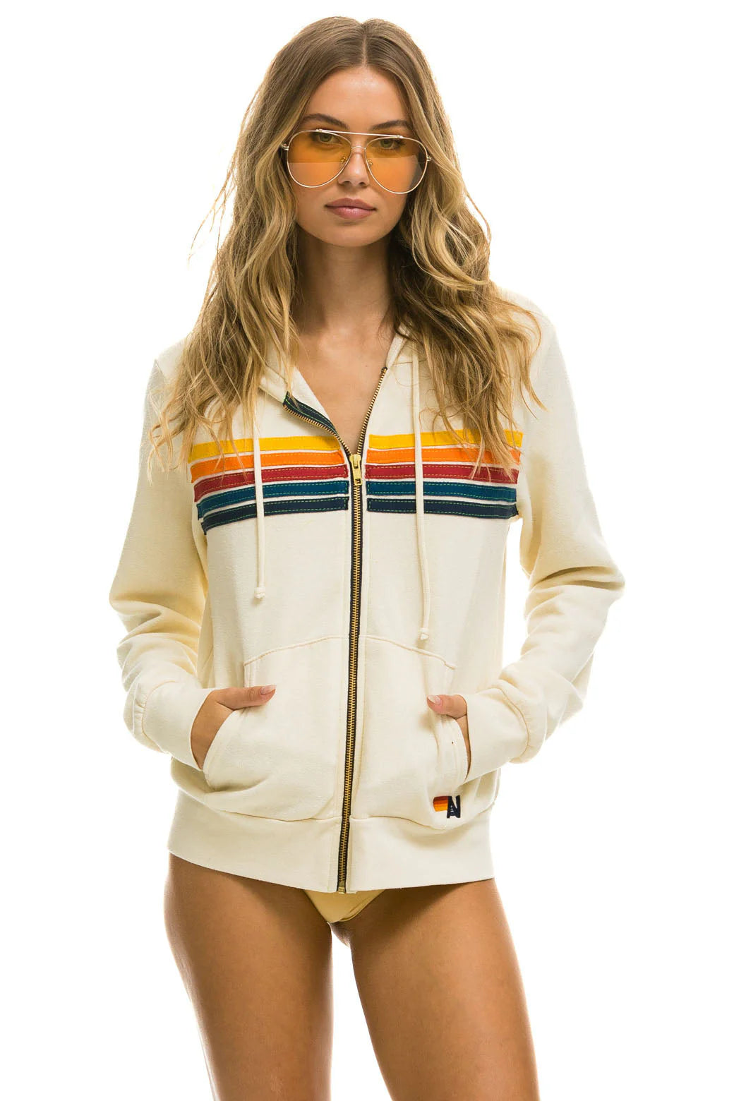 5 Stripe Hoodie - Vintage White | Aviator Nation