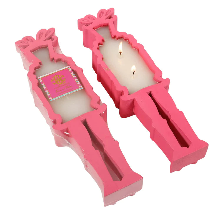 Wooden Nutcracker Dough Bowl Candle