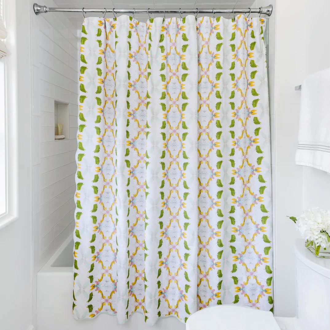 Dogwood Scalloped Shower Curtain | Laura Park
