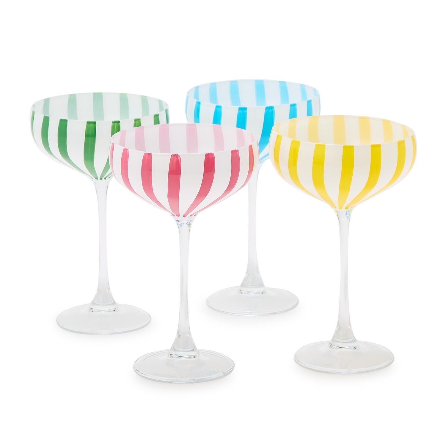 Hand-Painted Stripe Coupe Glass