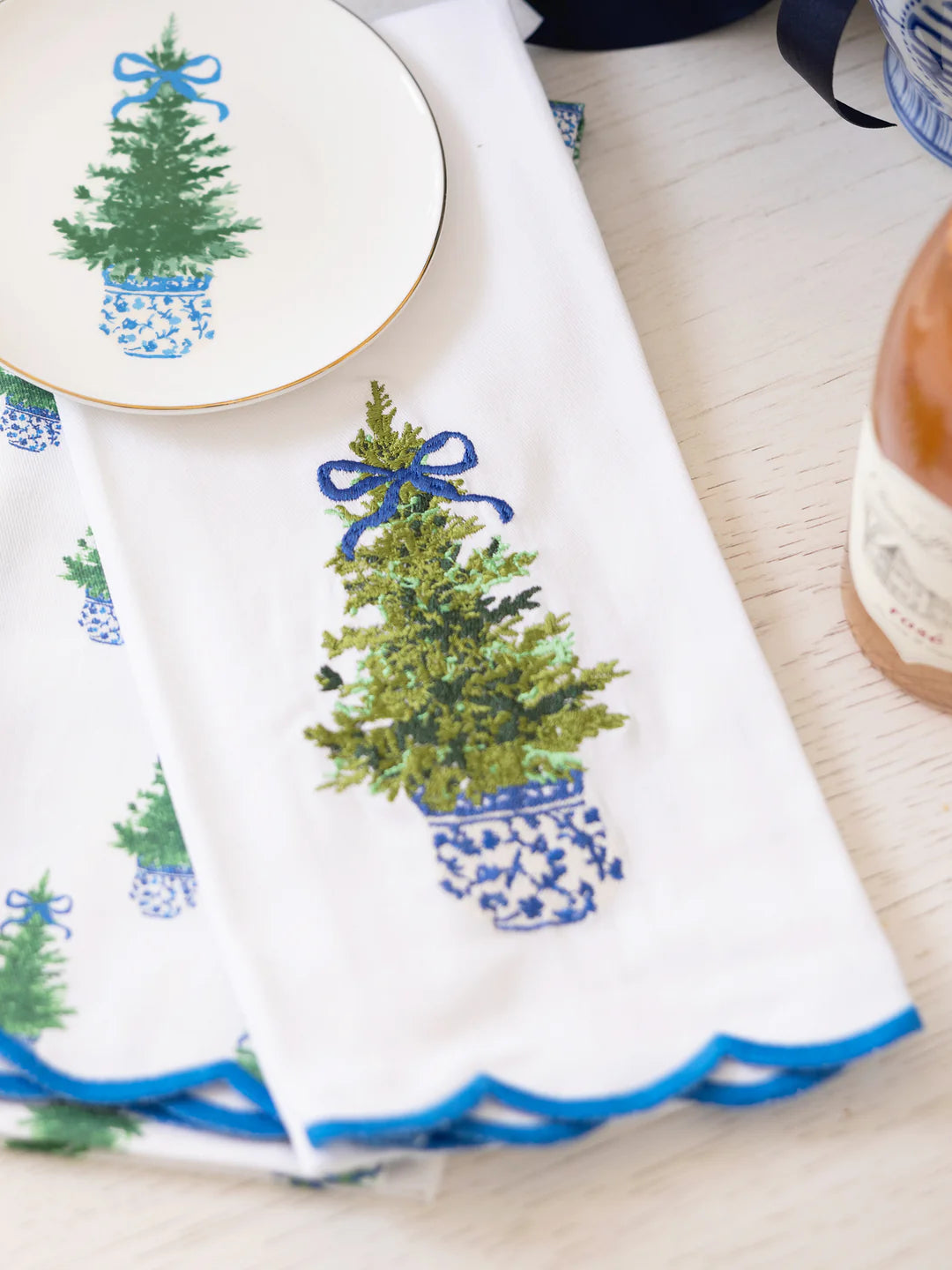 Fancy & Festive Embroidered Tea Towel