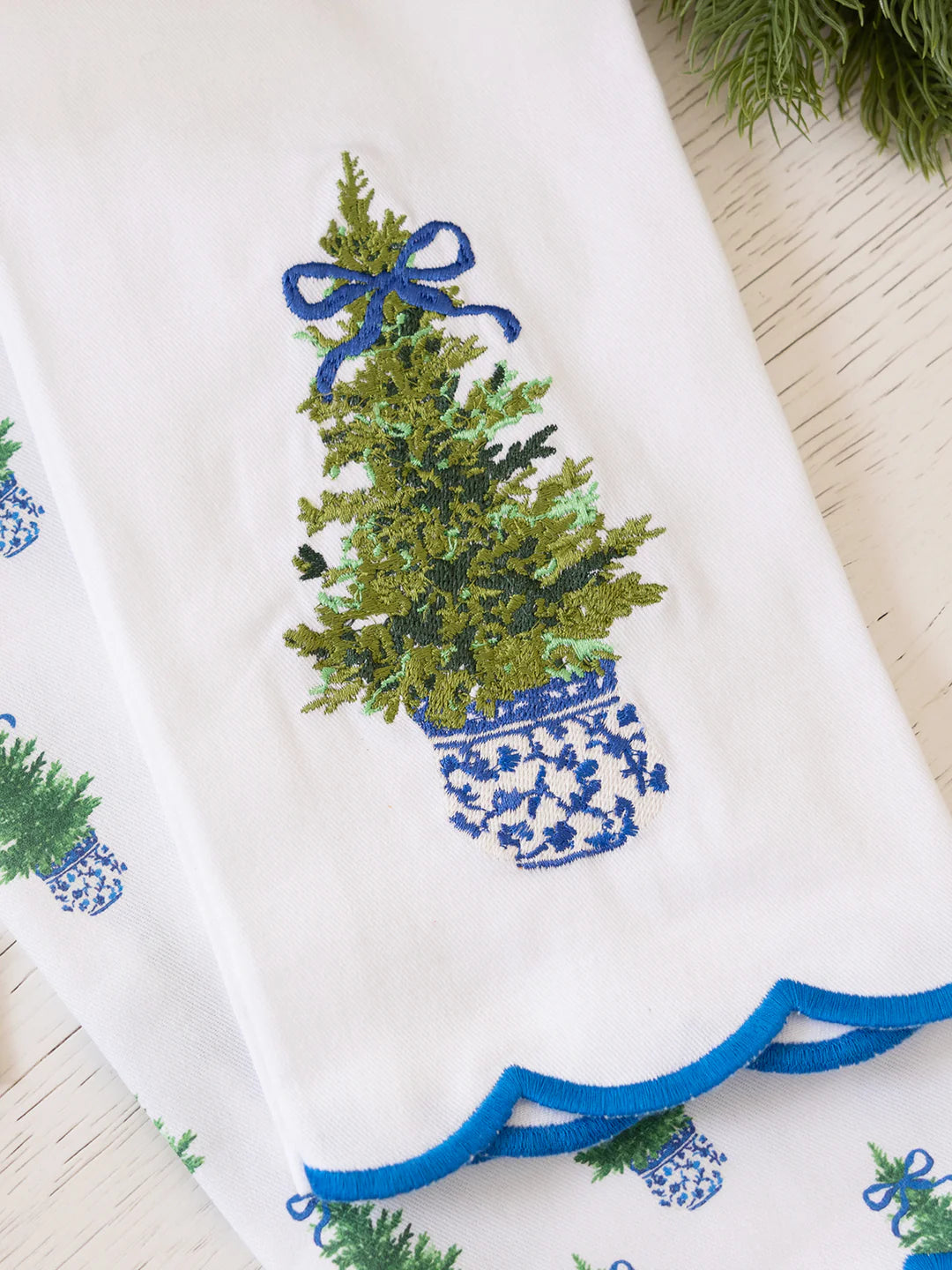 Fancy & Festive Embroidered Tea Towel