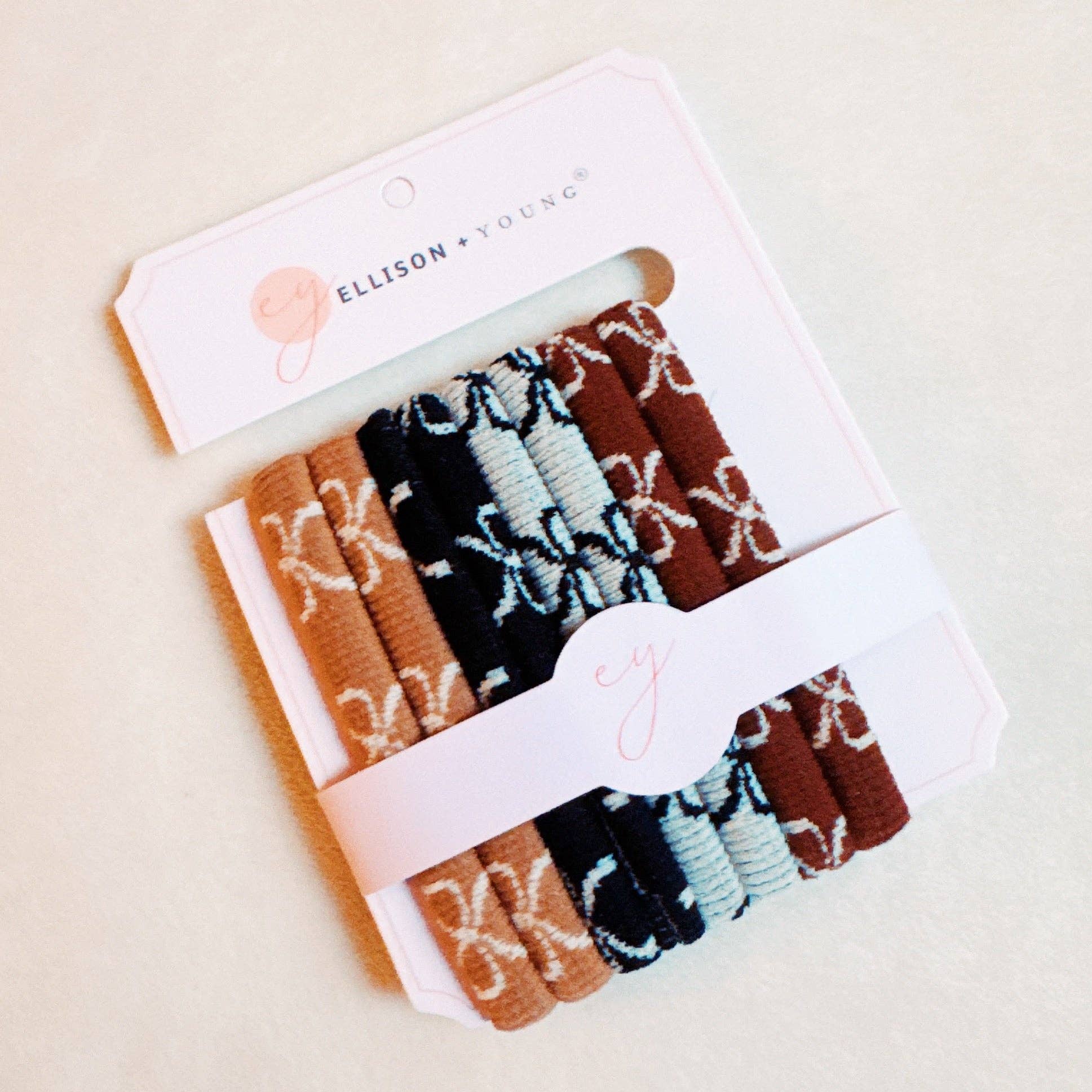 Bow Patterned Hair Ties (Set of 8)