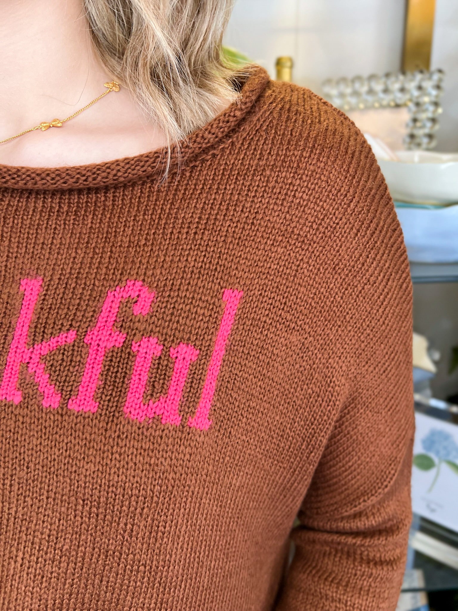 Thankful Semi-Cropped Sweater | Wooden Ships