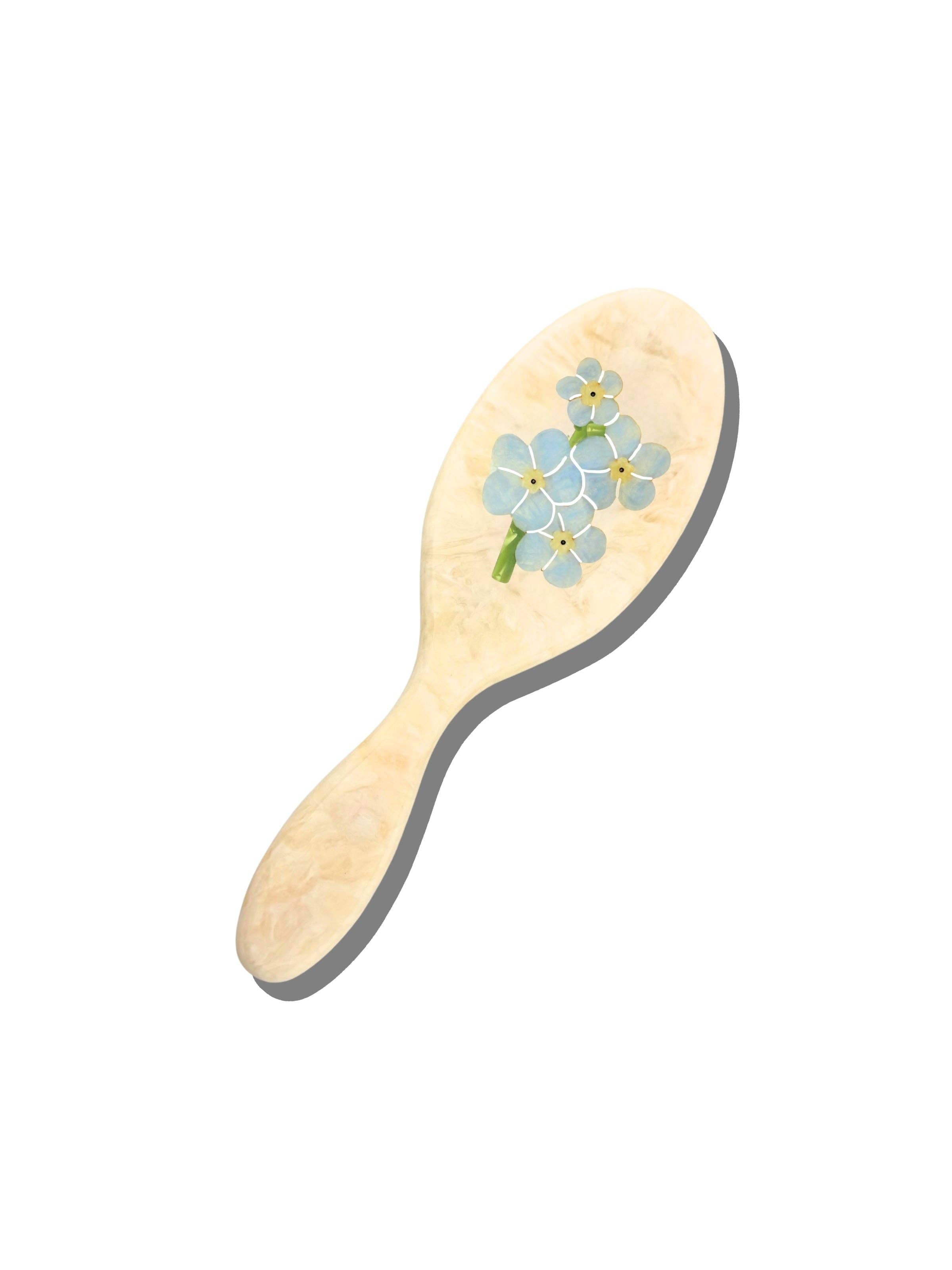 Hand-Painted Forget-Me-Not Amazing Hair Day Brush | Solar Eclipse