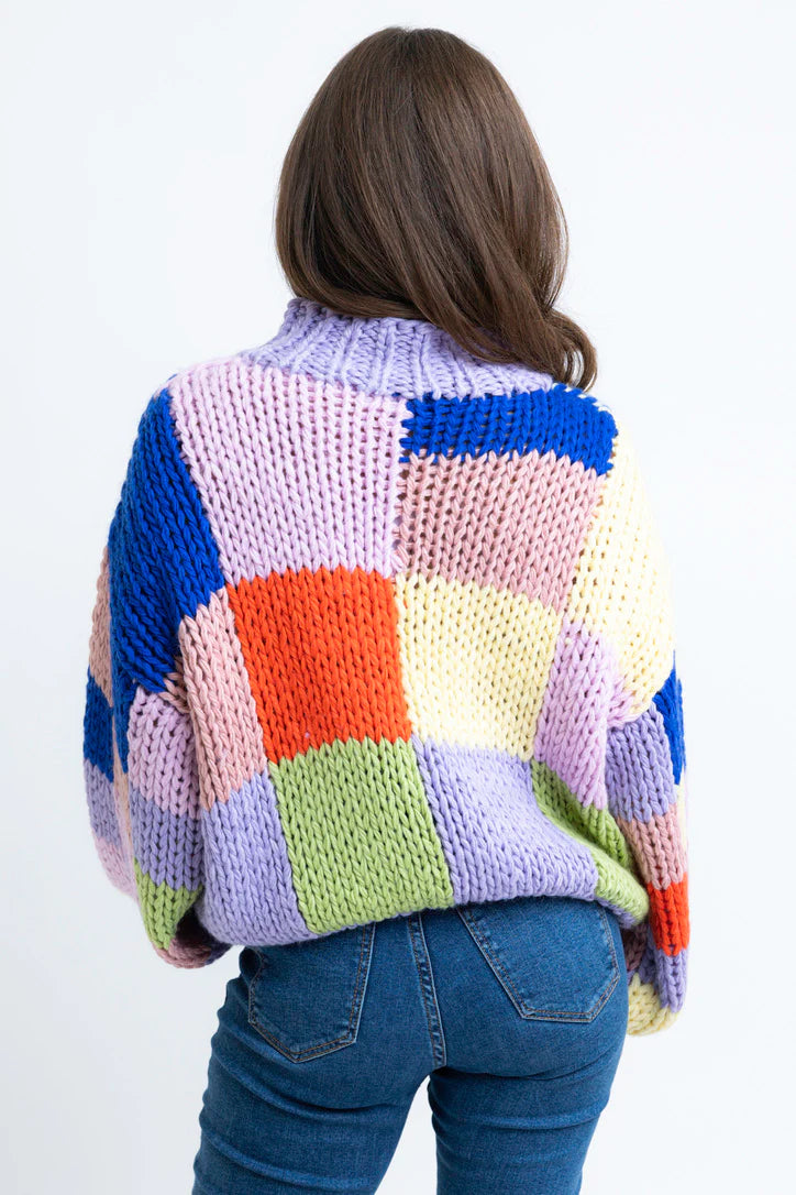 Multi Colorblock Crochet Mock Sweater | KARLIE