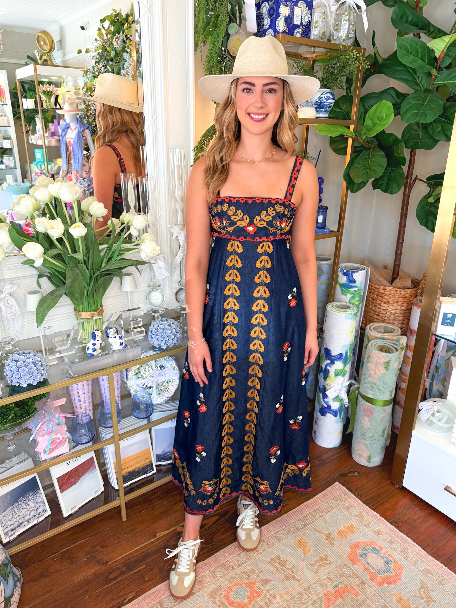 Annalise Dress in Denim Embroidery | Elizabeth James The Label