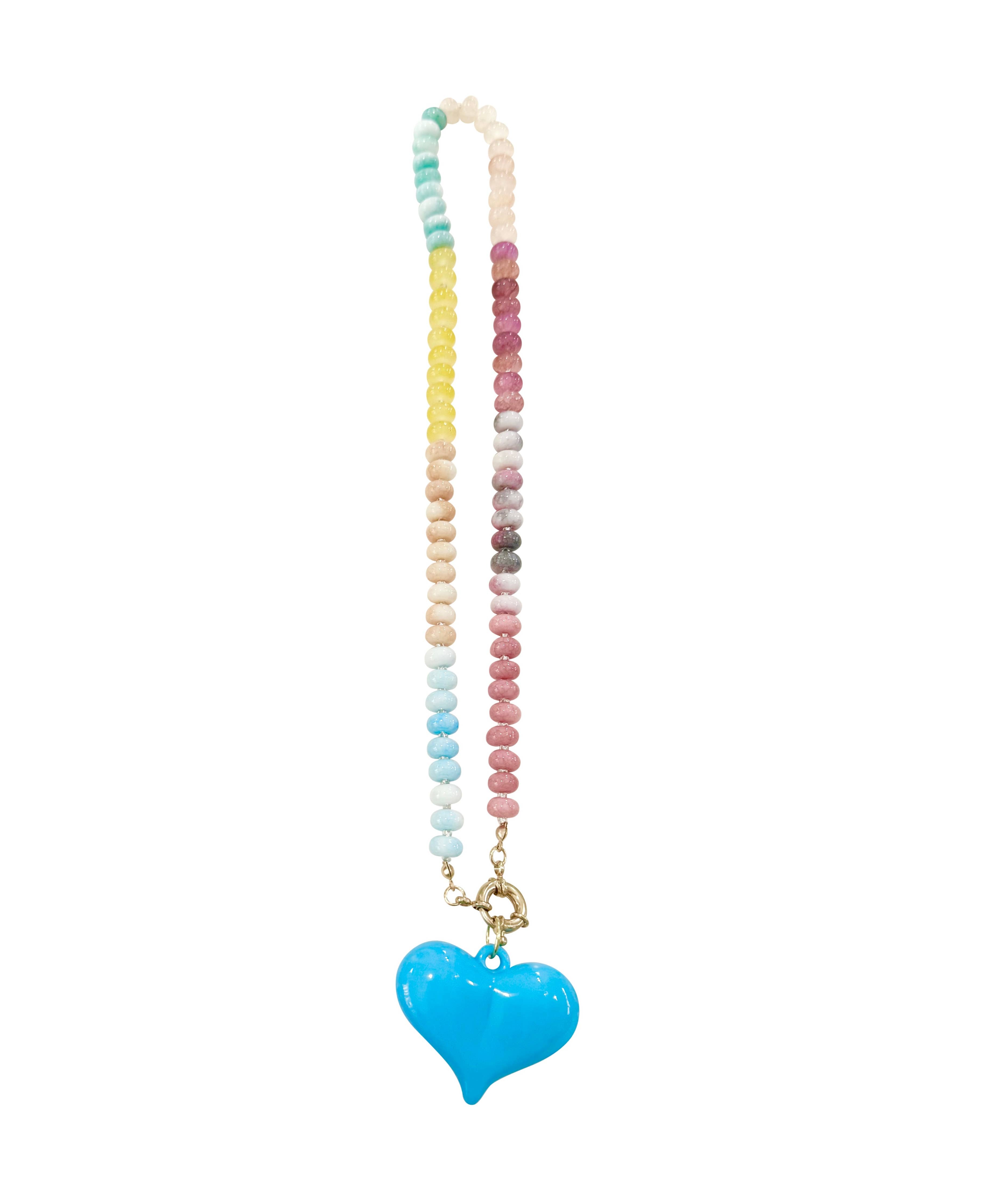 Paisley Multi Beaded Necklace with Blue Heart Charm
