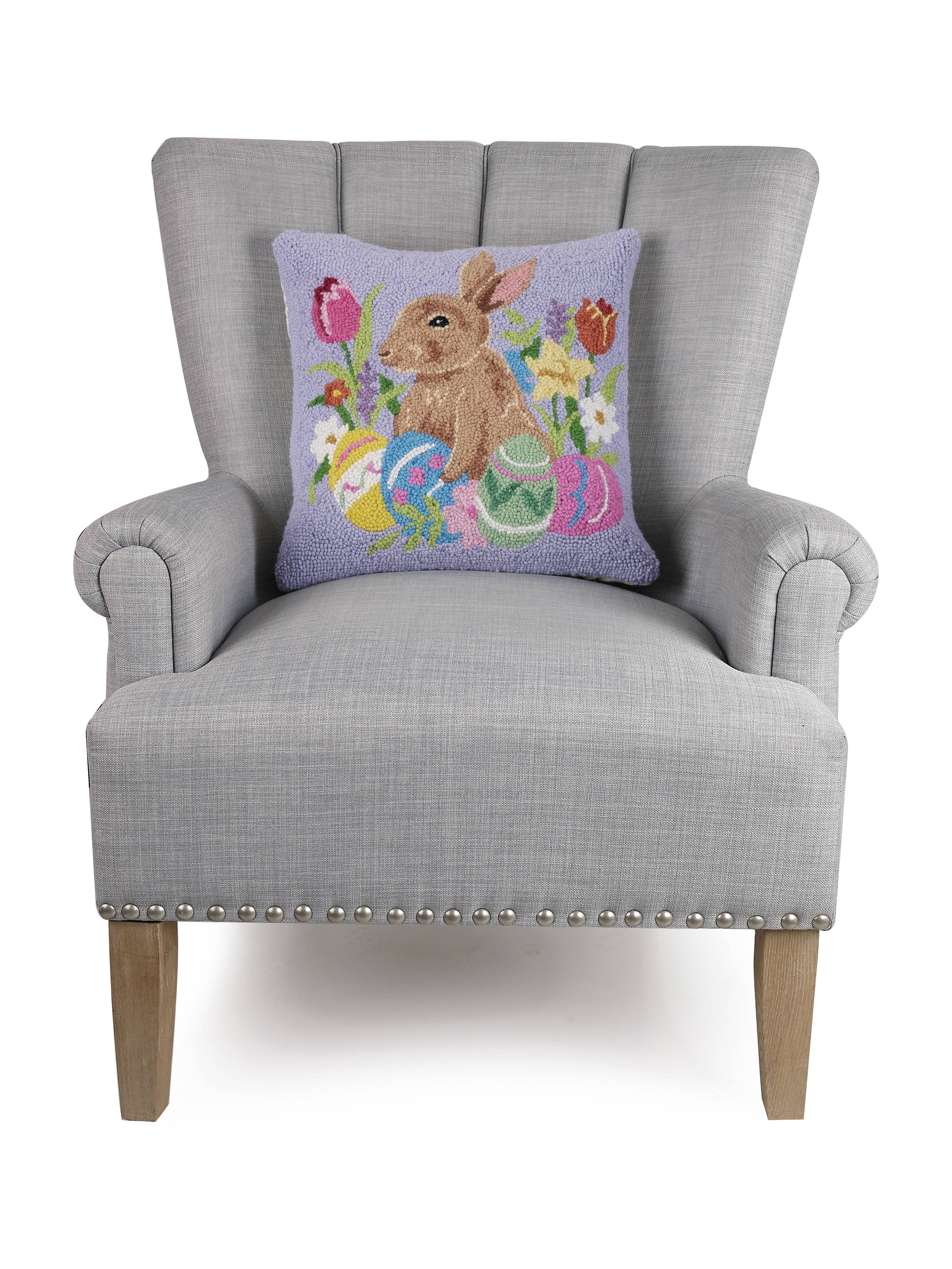 Lavender Bunny W/Eggs Hook Pillow