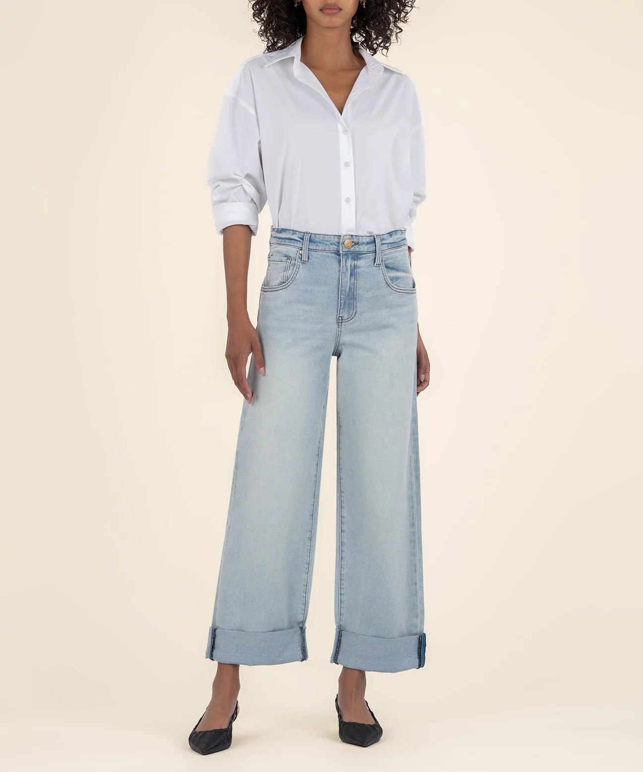 Gwen High Rise Wide Leg Roll Up Jean | Kut From The Kloth