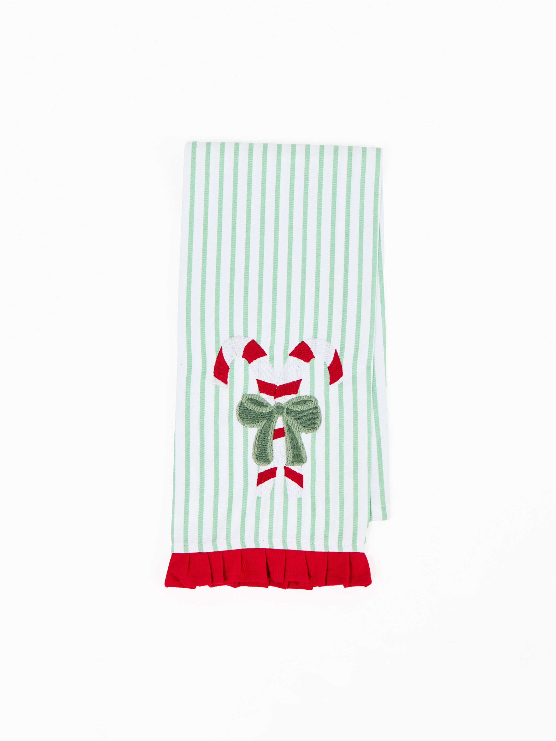 Embroidered Tea Towel - Candy Cane | Mary Square
