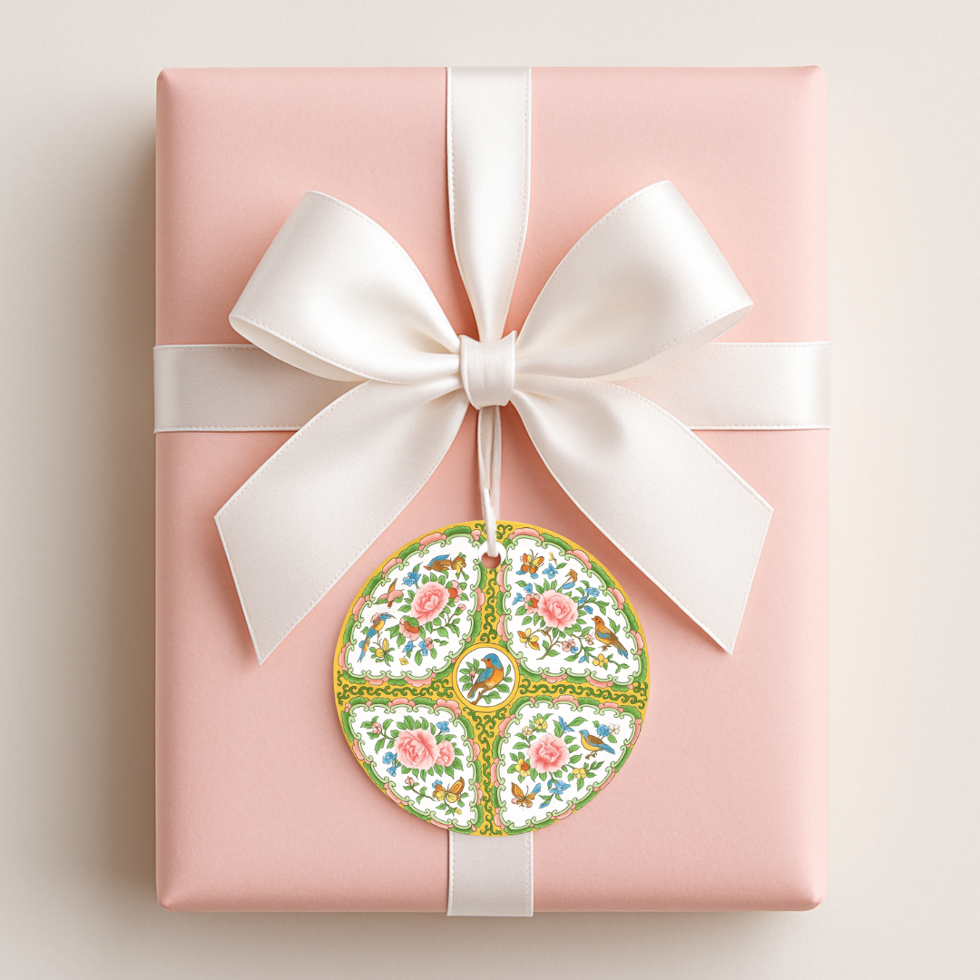 Antique Rose Medallion Round Gift Tag Set