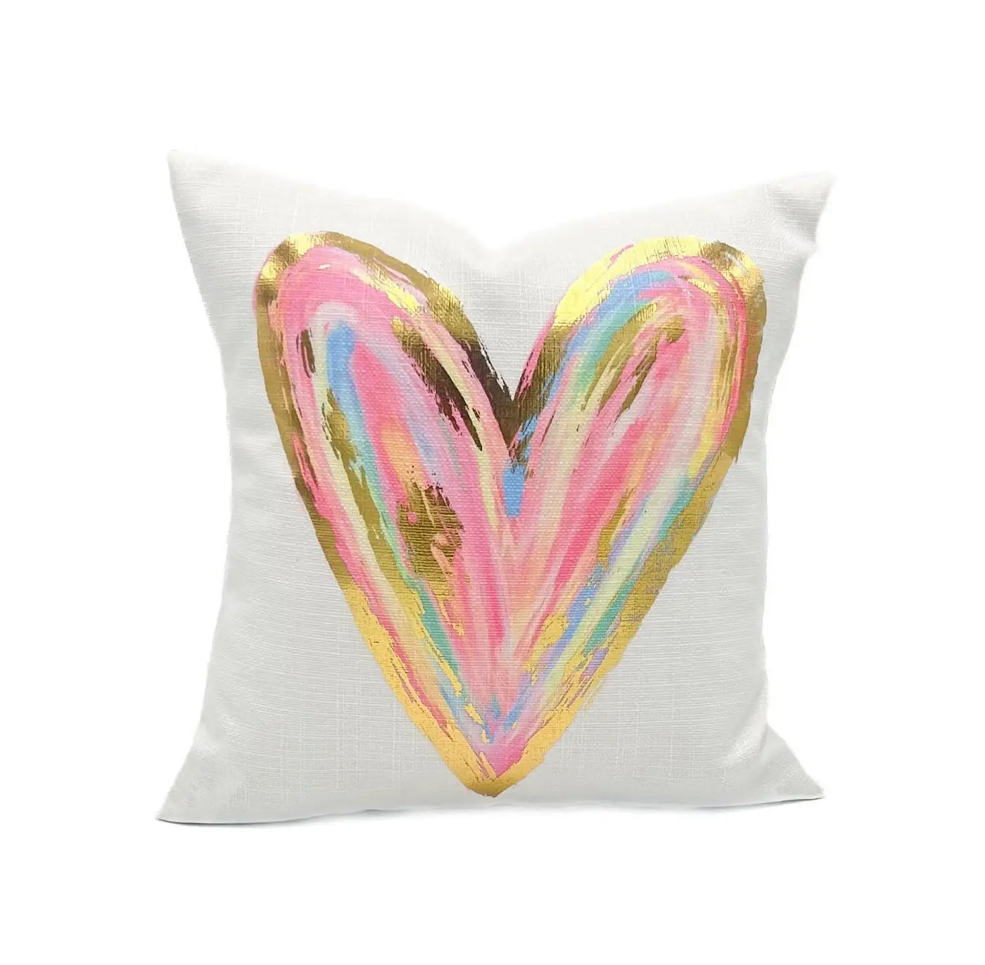 Gold Foil Pastel Colorful Heart Velvet Pillow 16x16
